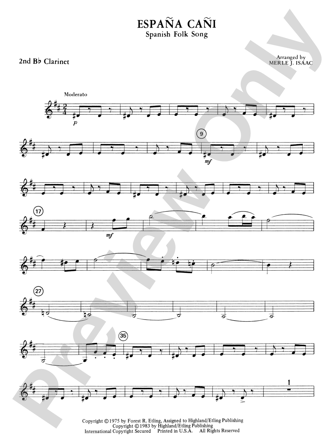 España Cañi: 2nd B-flat Clarinet