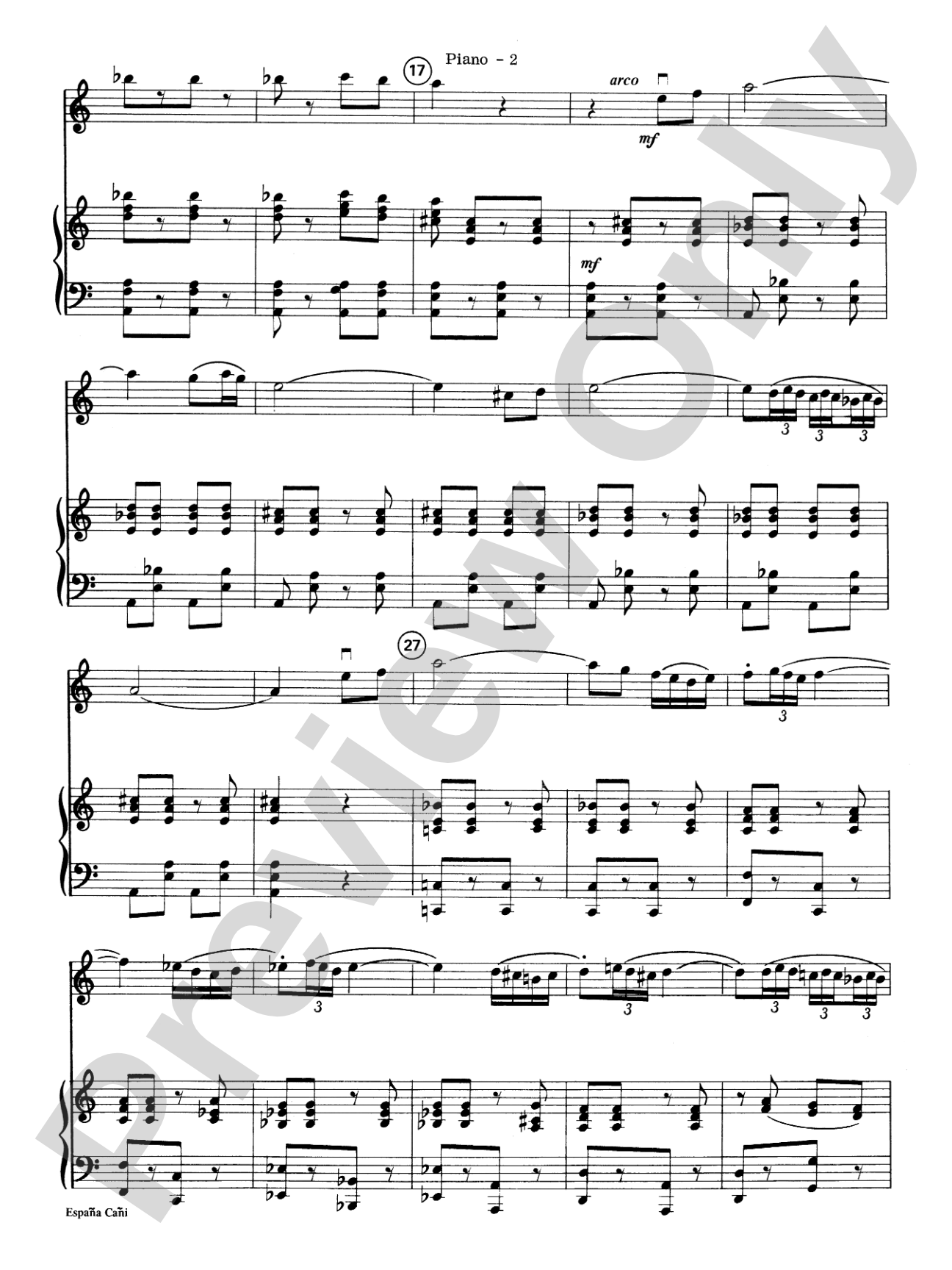España Cañi: Piano Accompaniment