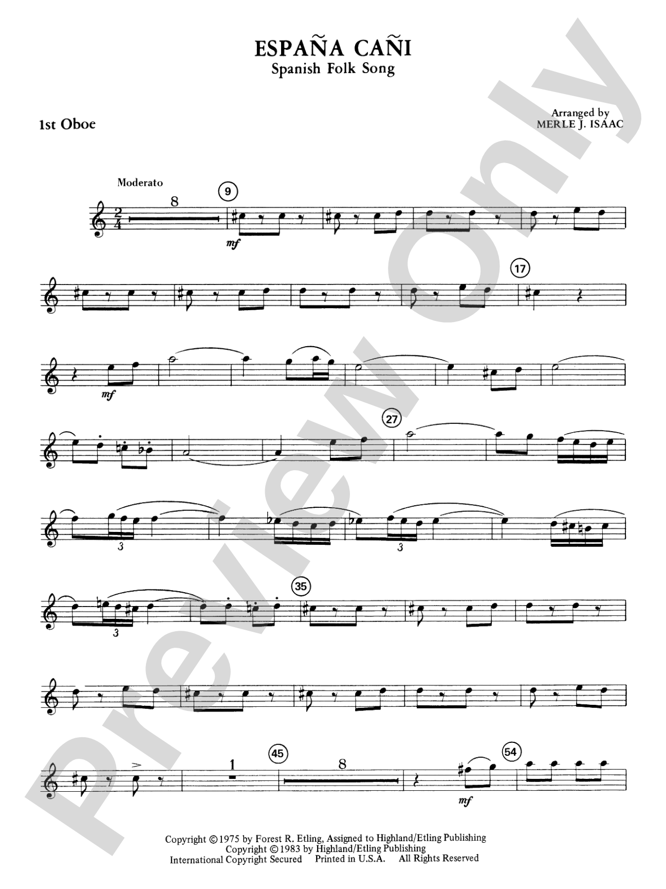 España Cañi: Oboe