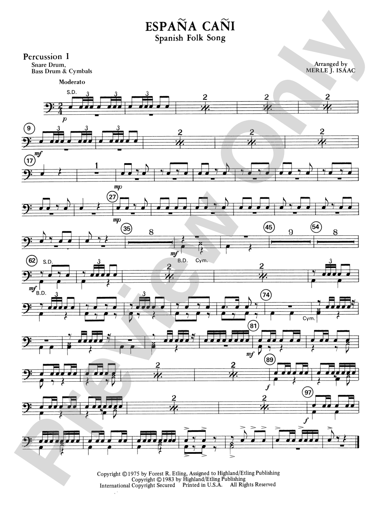 España Cañi: 1st Percussion