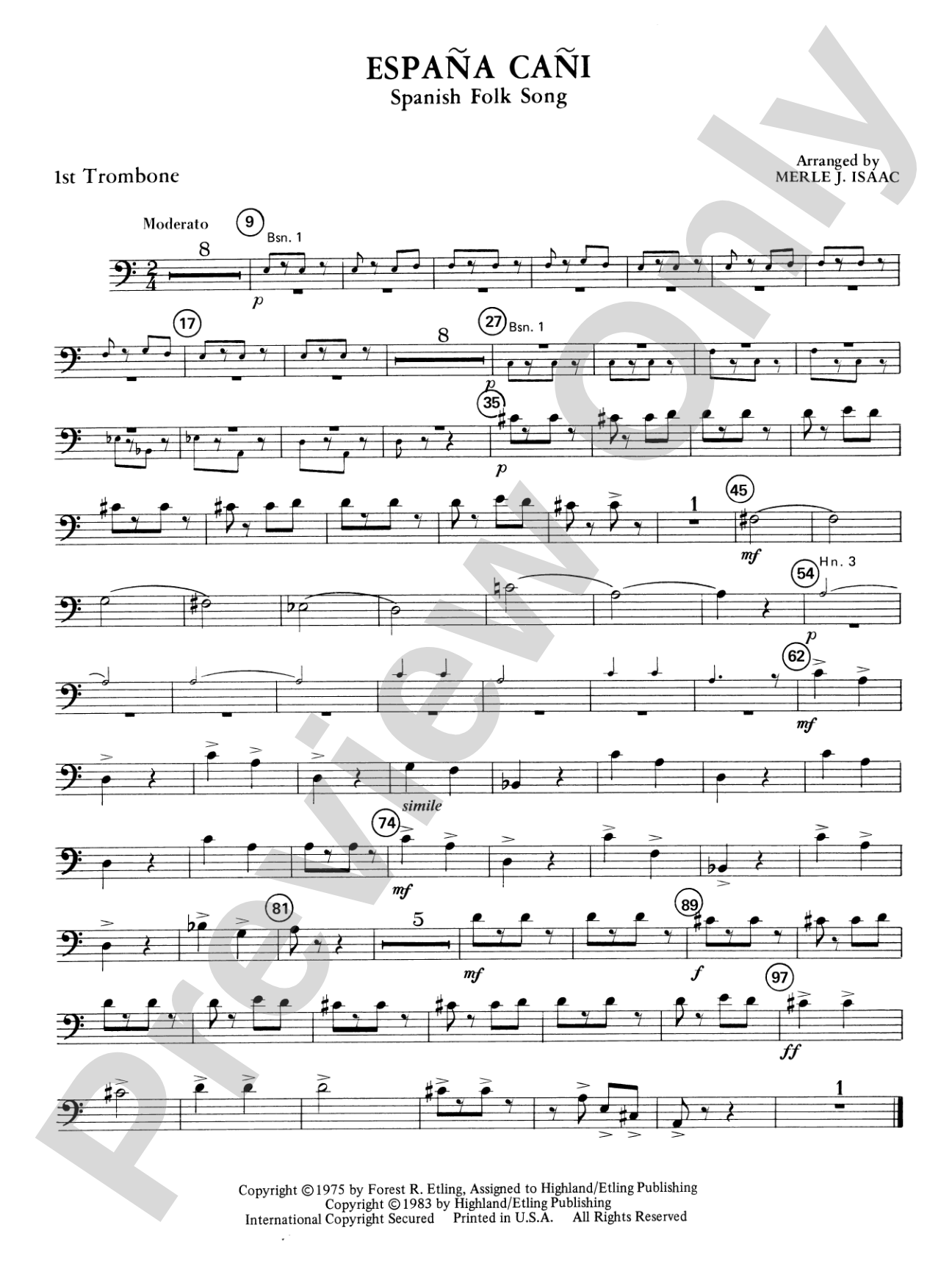 España Cañi: 1st Trombone