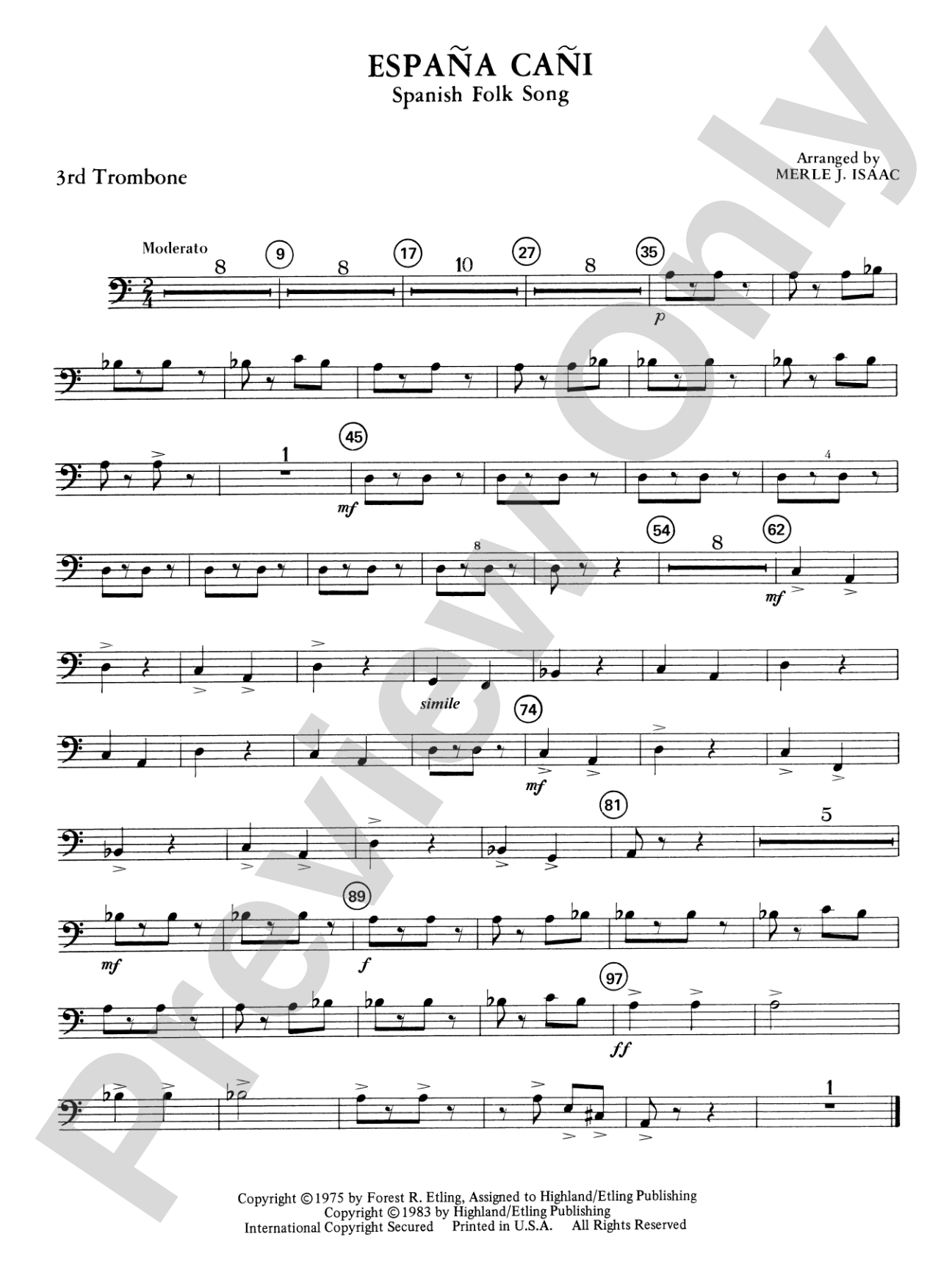 España Cañi: 3rd Trombone