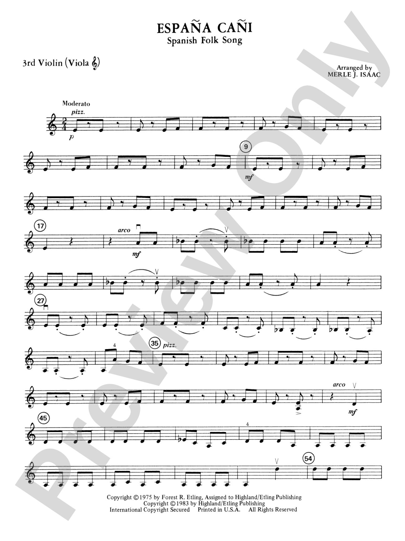 España Cañi: 3rd Violin (Viola [TC])