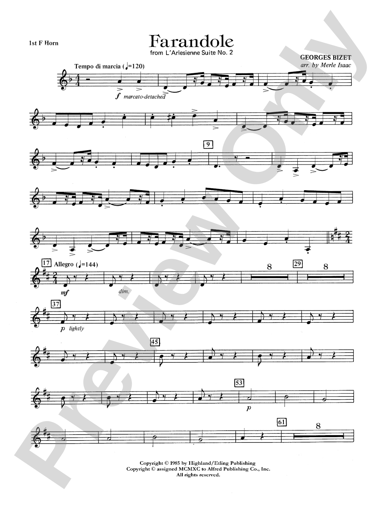 Farandole: 1st F Horn
