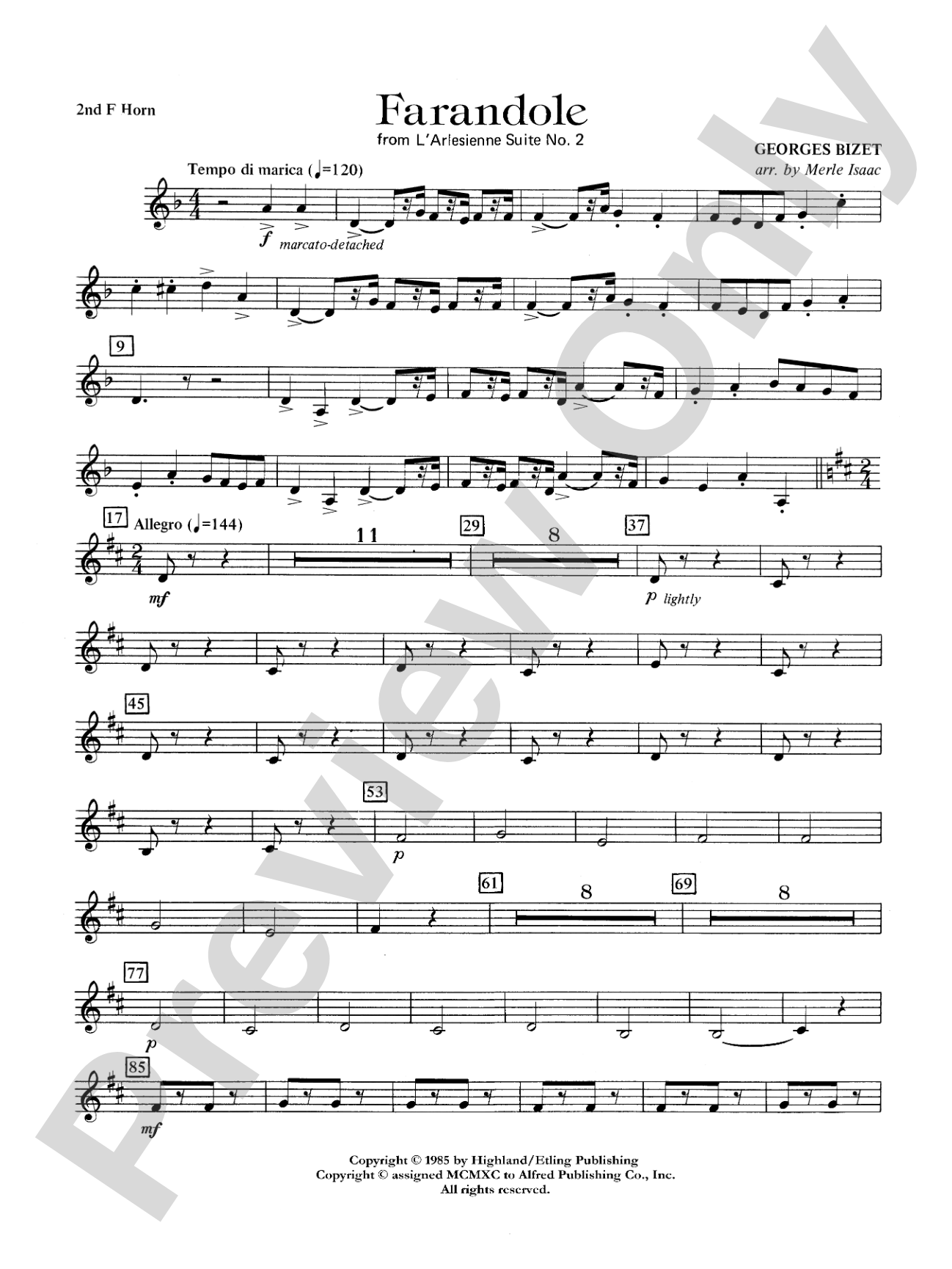 Farandole: 2nd F Horn