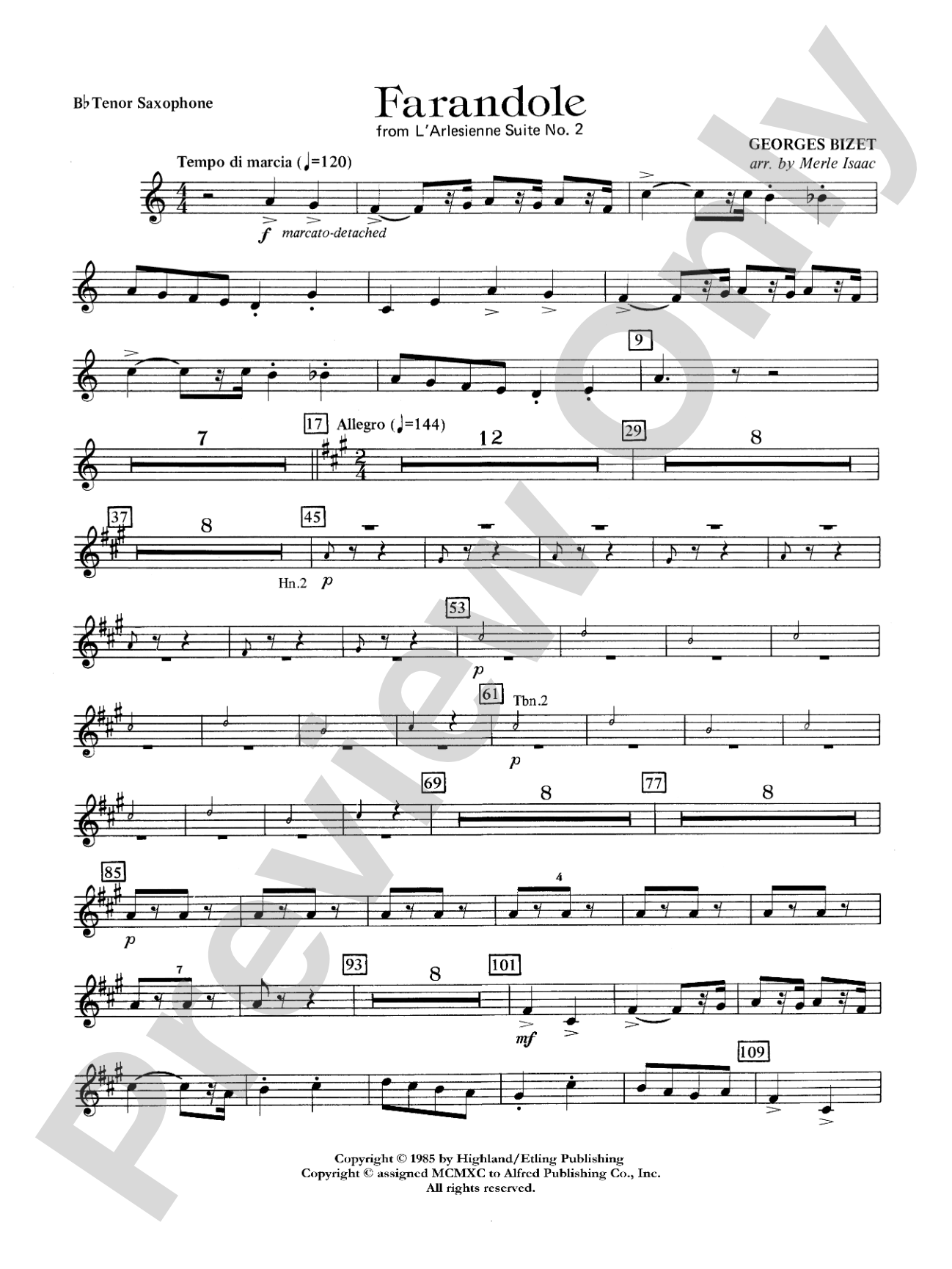 Farandole: B-flat Tenor Saxophone