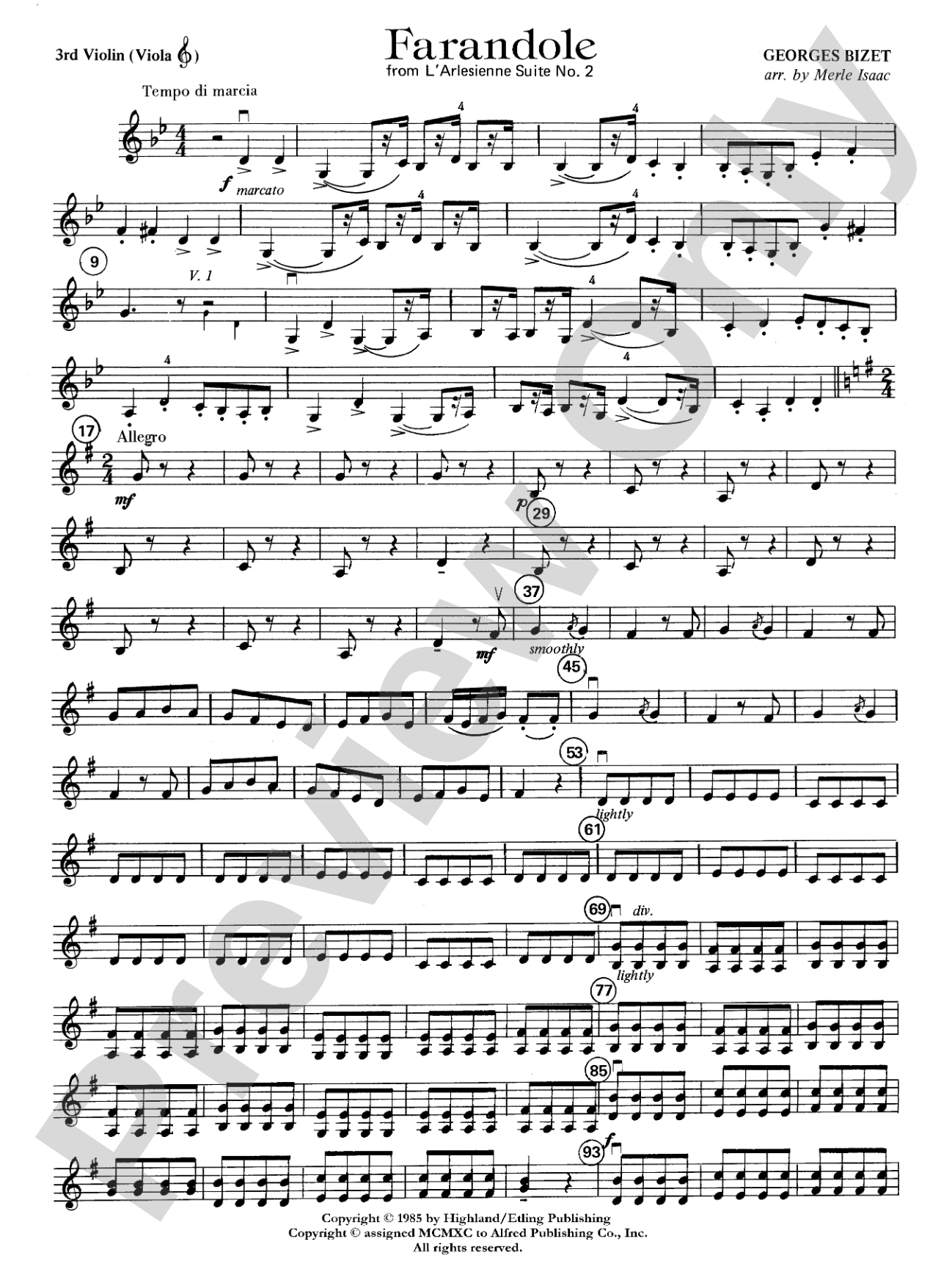 Farandole: 3rd Violin (Viola [TC])