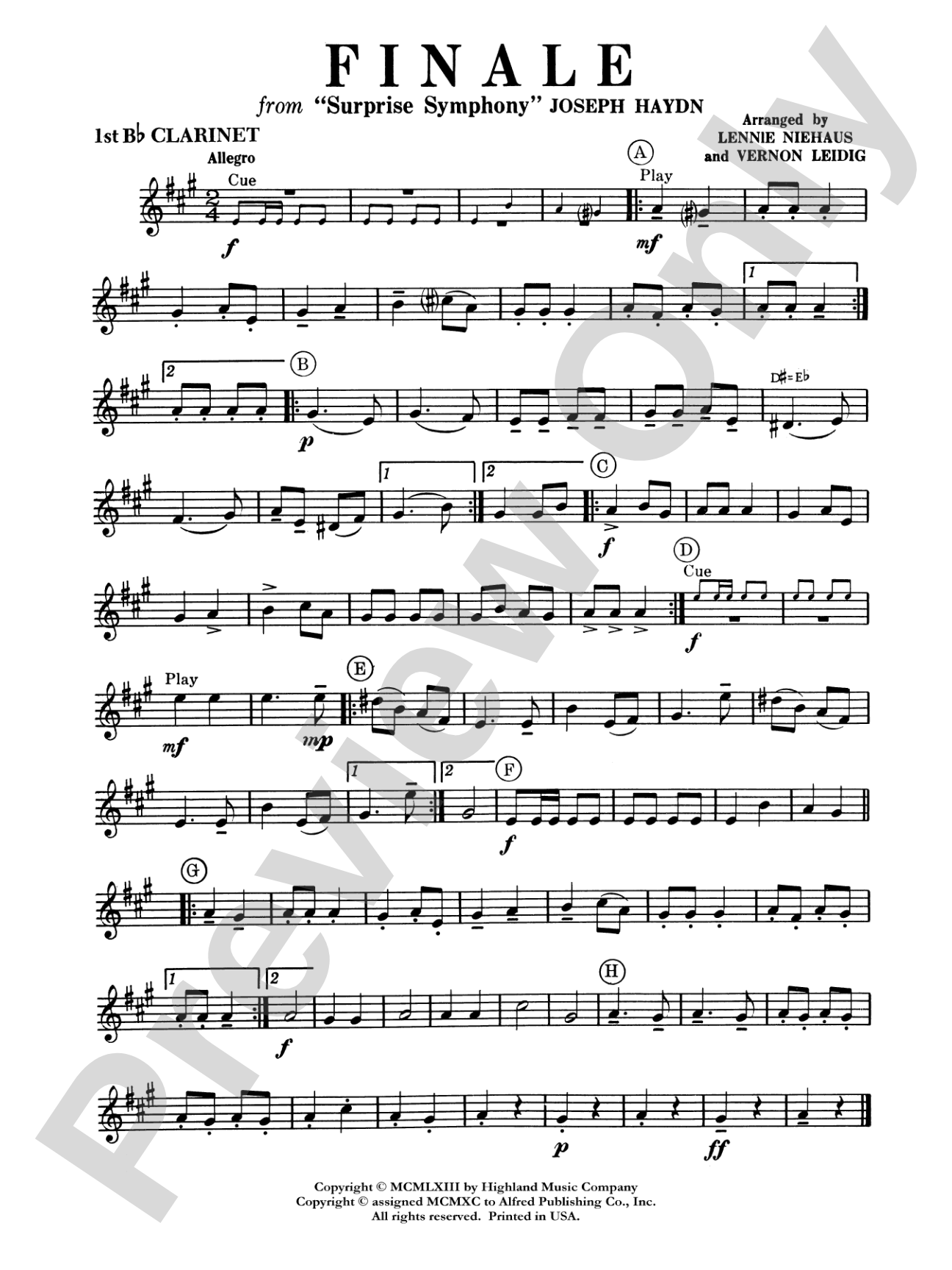 Surprise Symphony Finale: 1st B-flat Clarinet