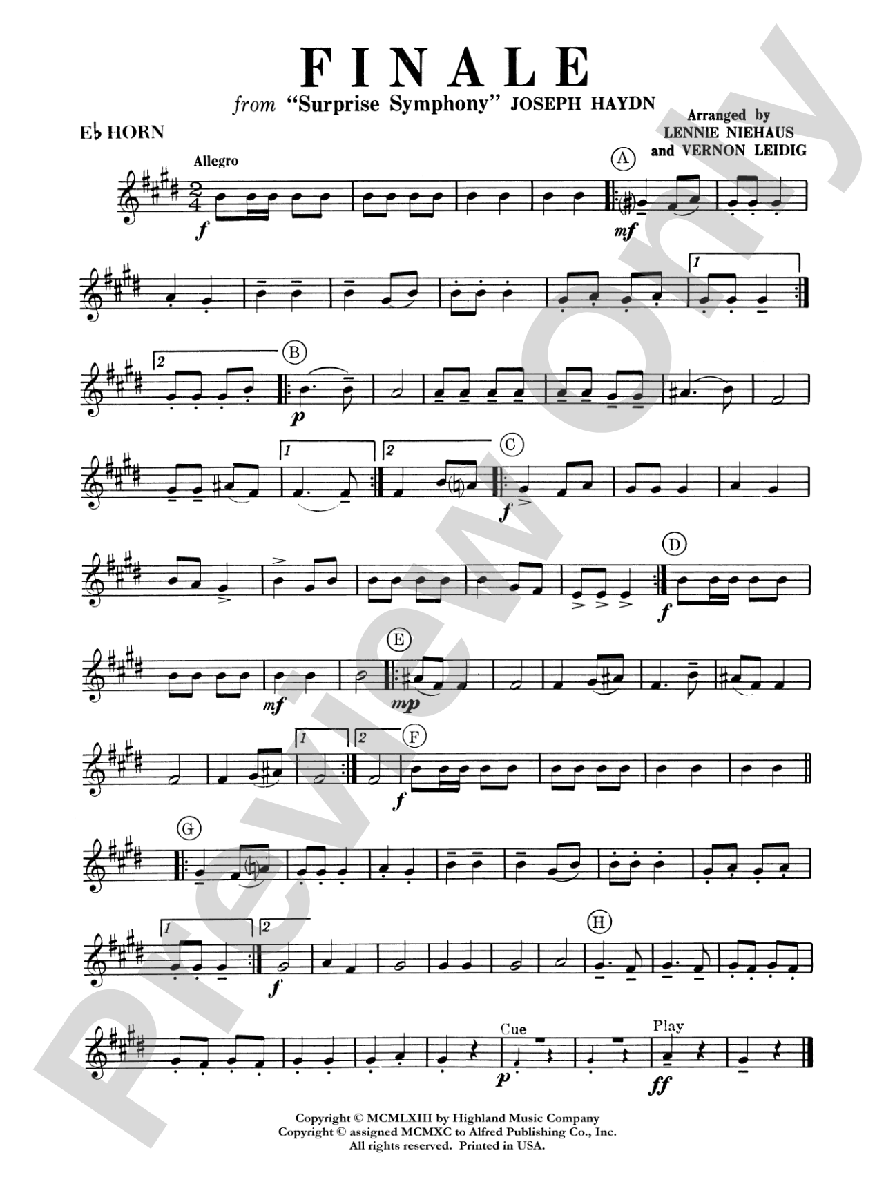 Surprise Symphony Finale: E-flat Horn