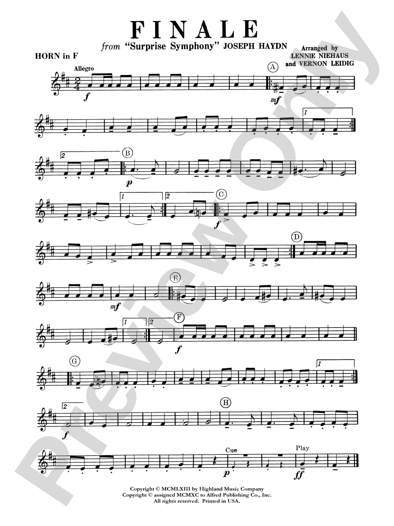Surprise Symphony Finale: 1st F Horn