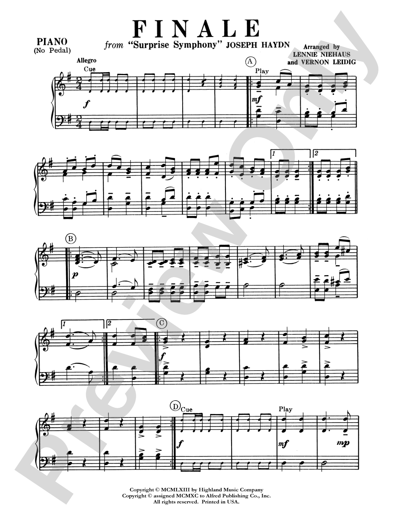 Surprise Symphony Finale: Piano Accompaniment