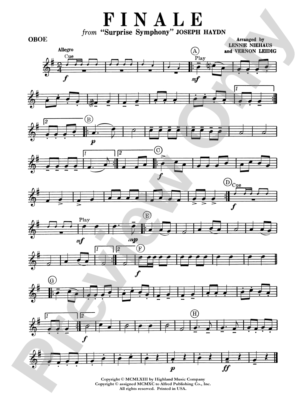 Surprise Symphony Finale: Oboe
