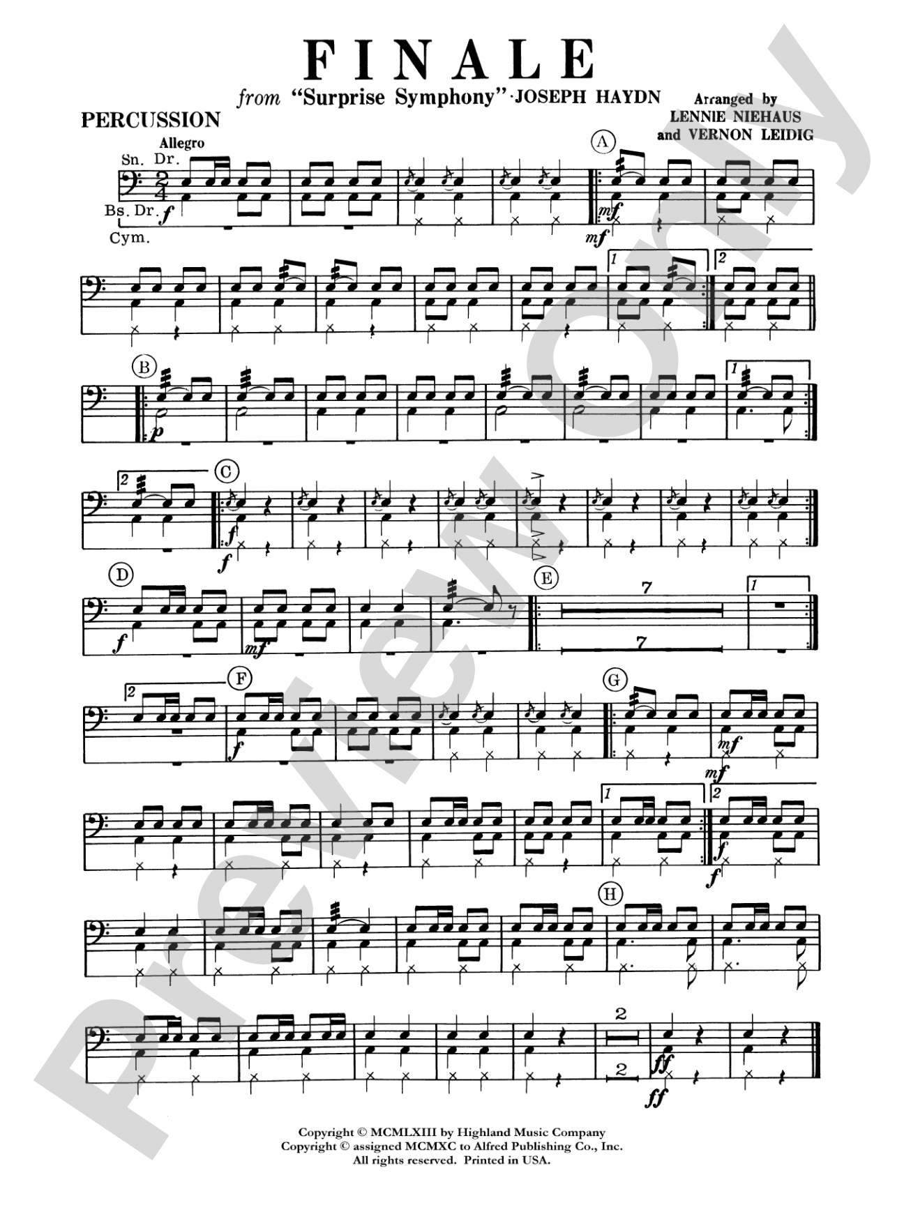 Surprise Symphony Finale: 1st Percussion