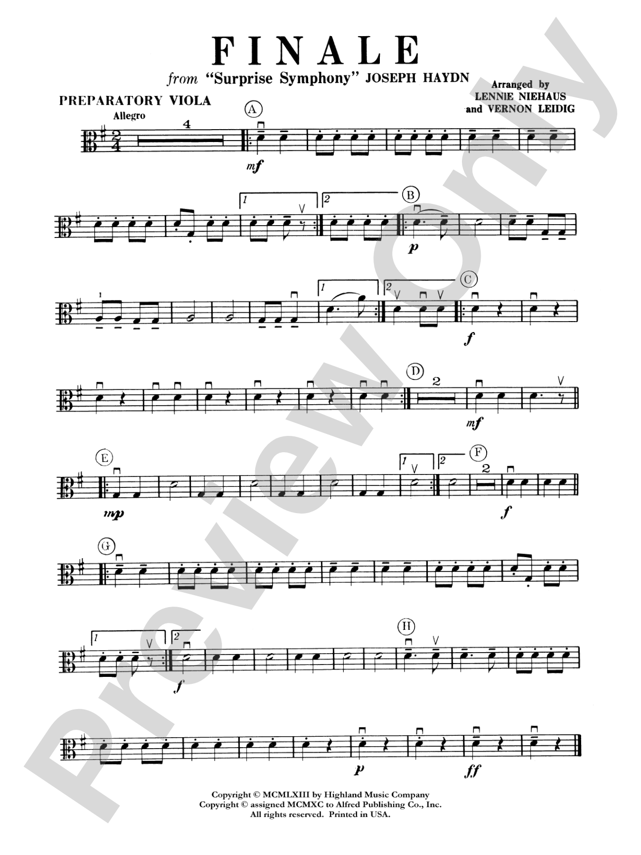 Surprise Symphony Finale: Preparatory Viola