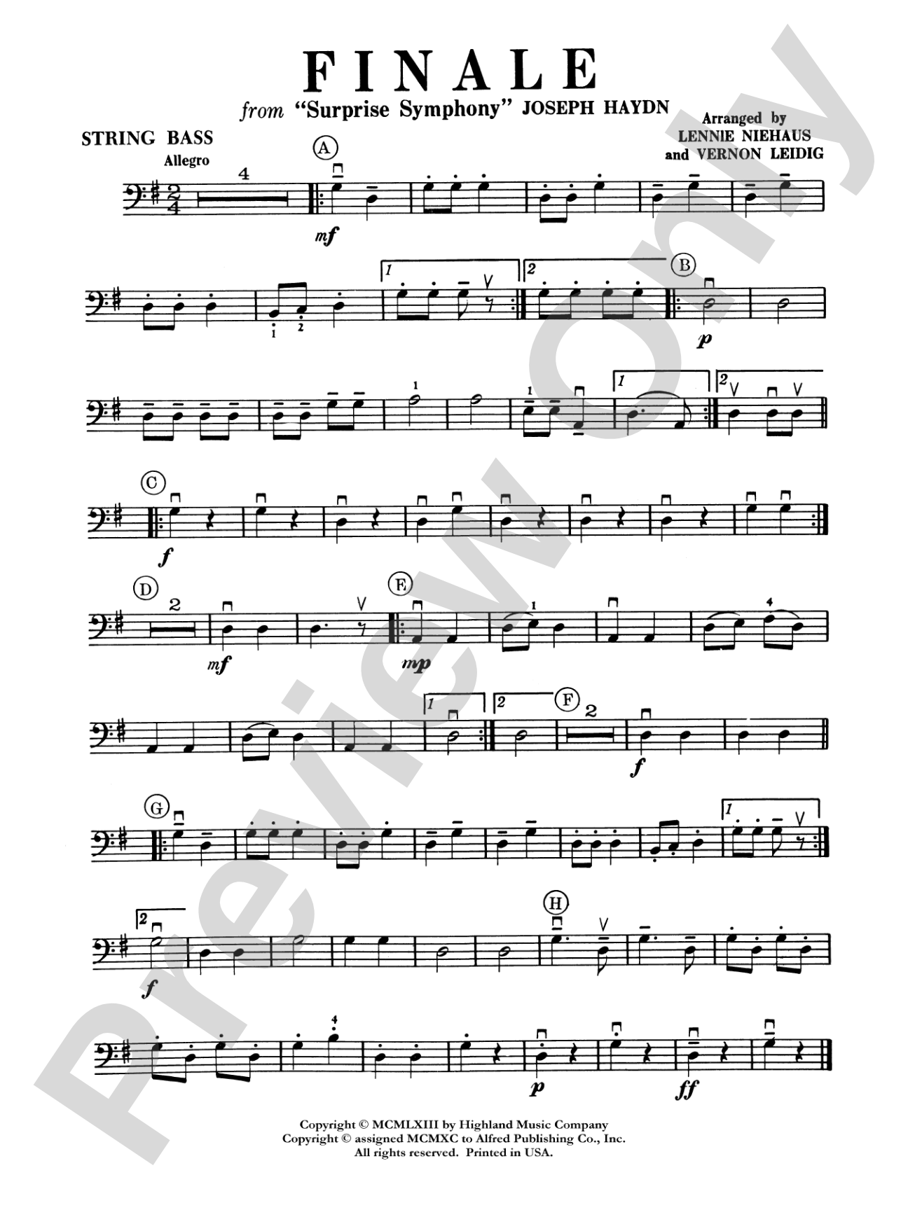 Surprise Symphony Finale: String Bass