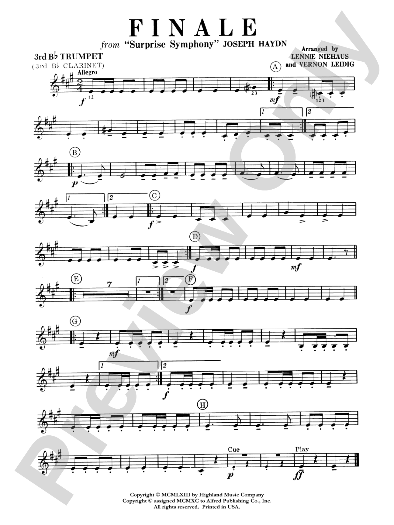 Surprise Symphony Finale: 3rd B-flat Trumpet