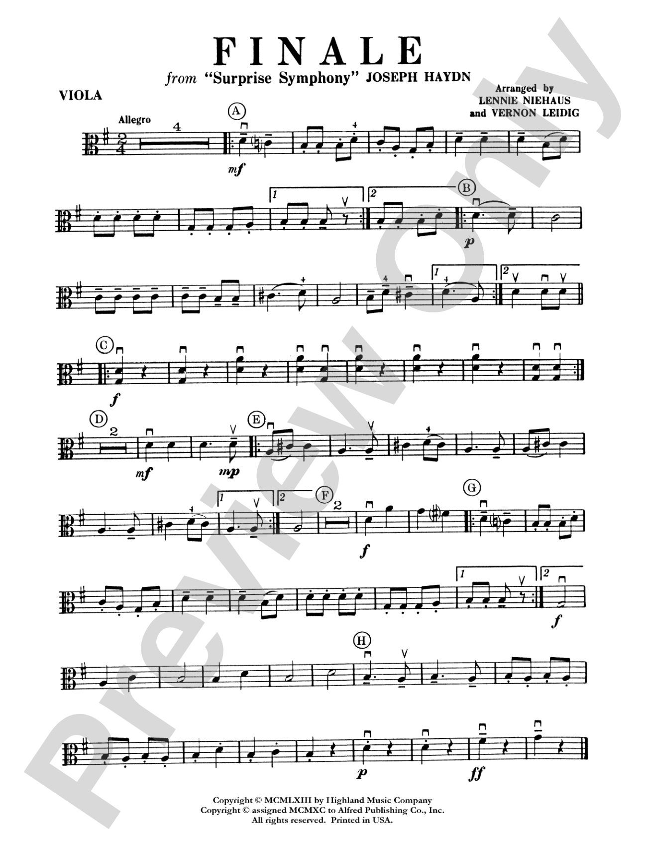 Surprise Symphony Finale: Viola