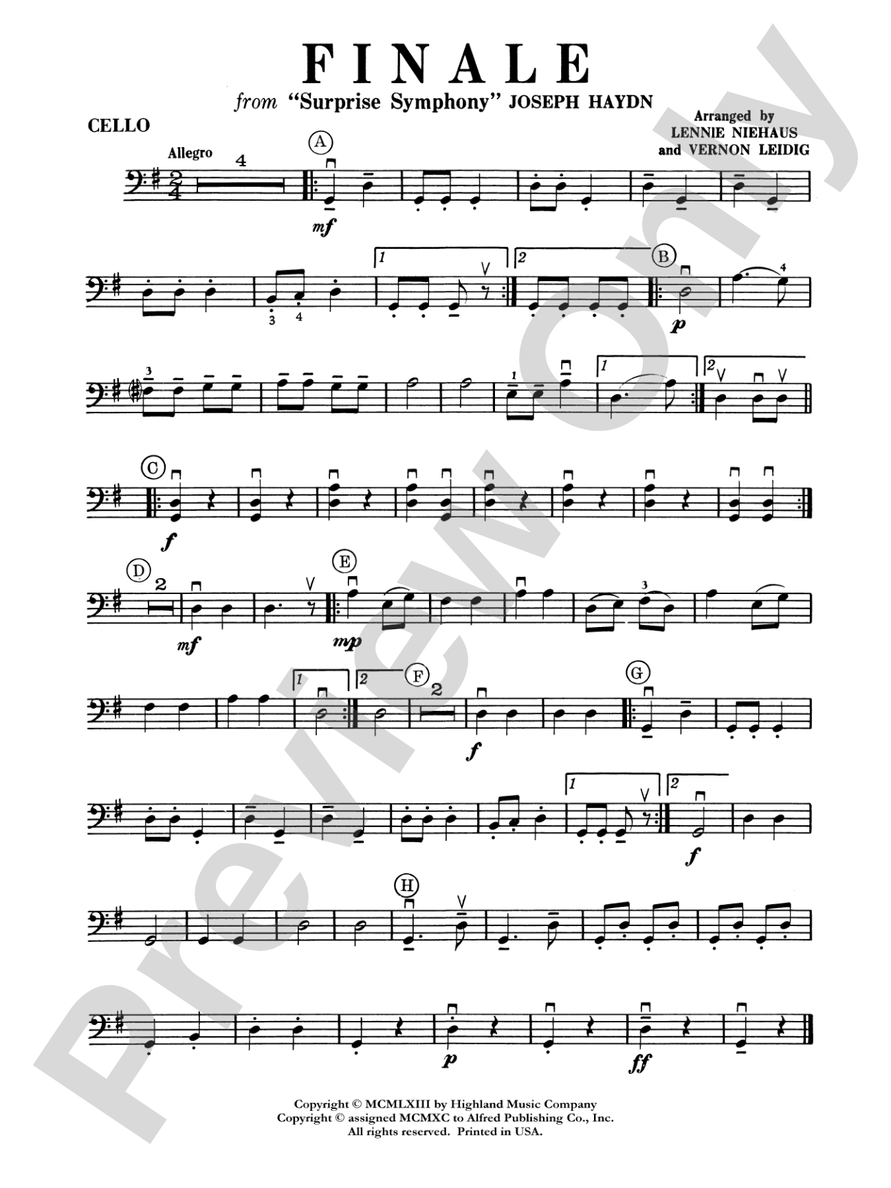 Surprise Symphony Finale: Cello