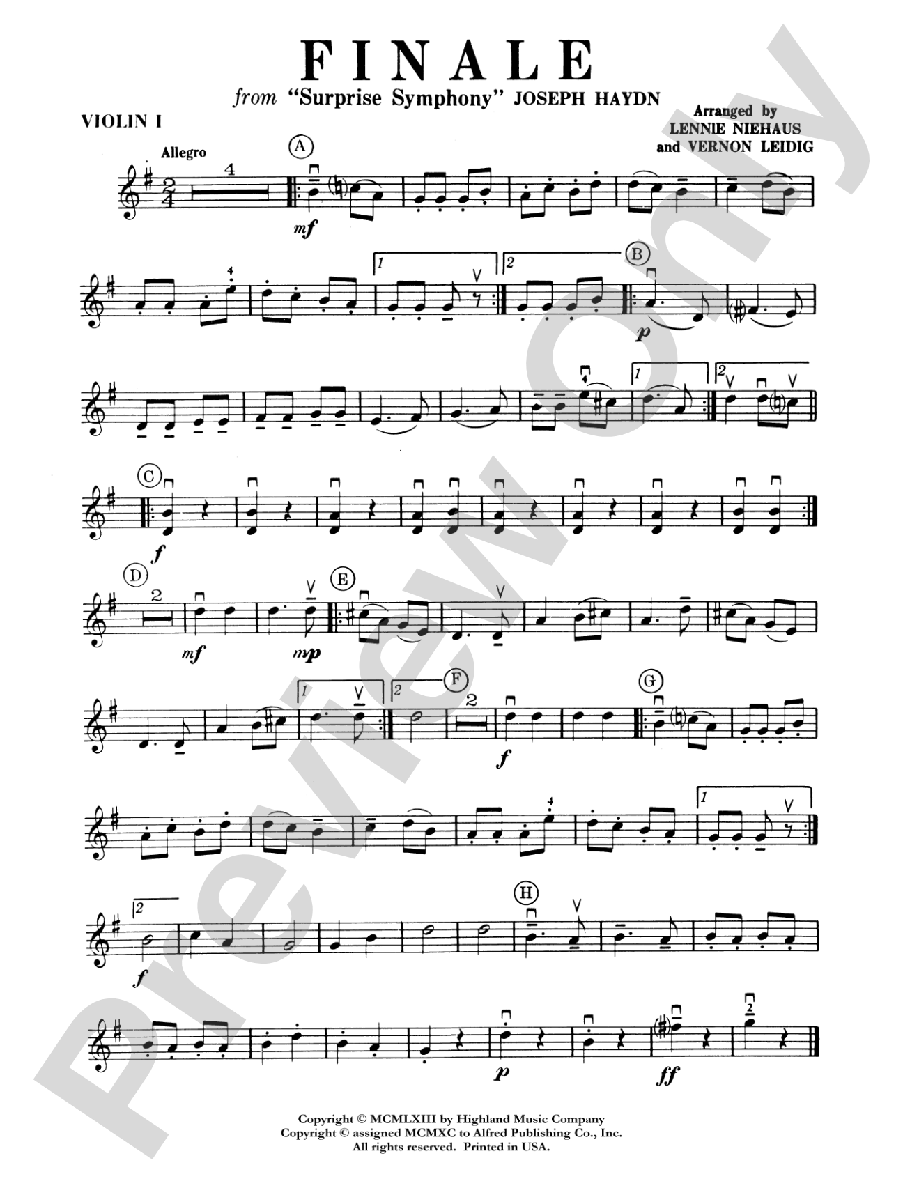 Surprise Symphony Finale: 1st Violin