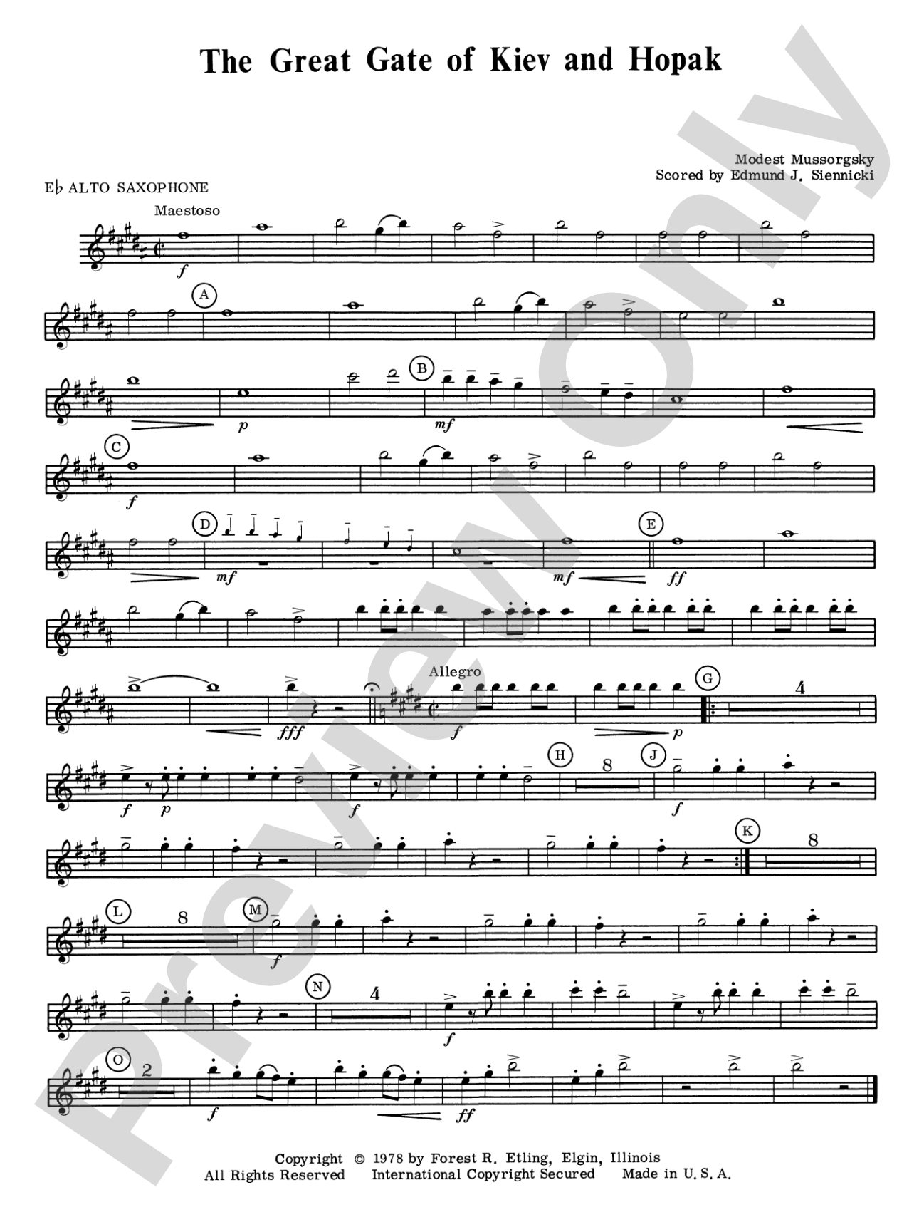 Great Gate of Kiev & Hopak: E-flat Alto Saxophone