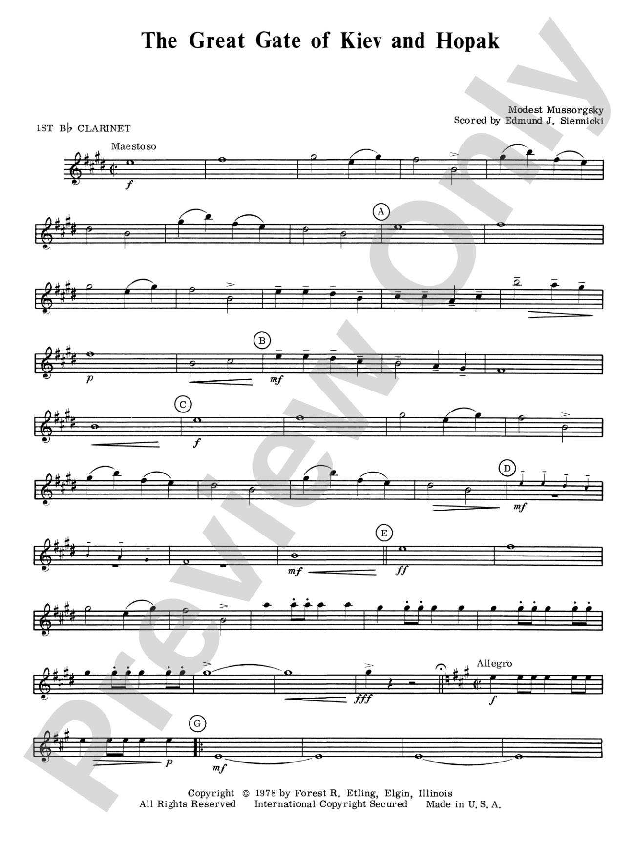 Great Gate of Kiev & Hopak: 1st B-flat Clarinet