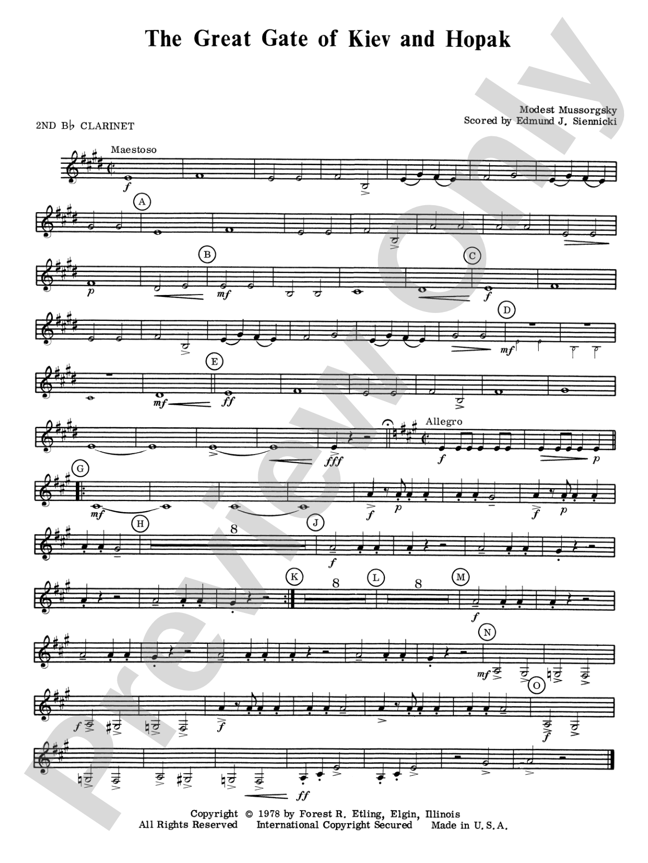Great Gate of Kiev & Hopak: 2nd B-flat Clarinet