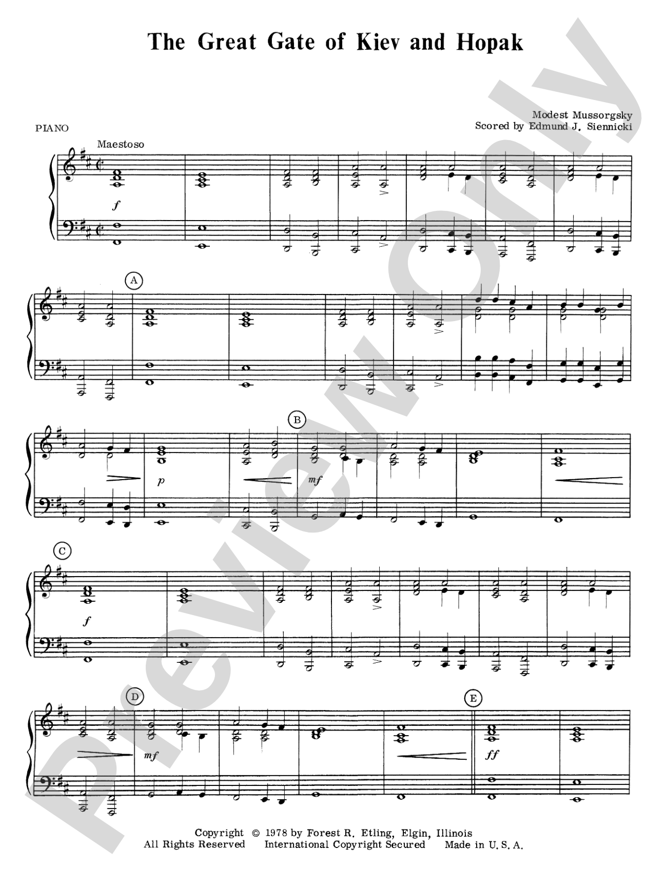 Great Gate of Kiev & Hopak: Piano Accompaniment