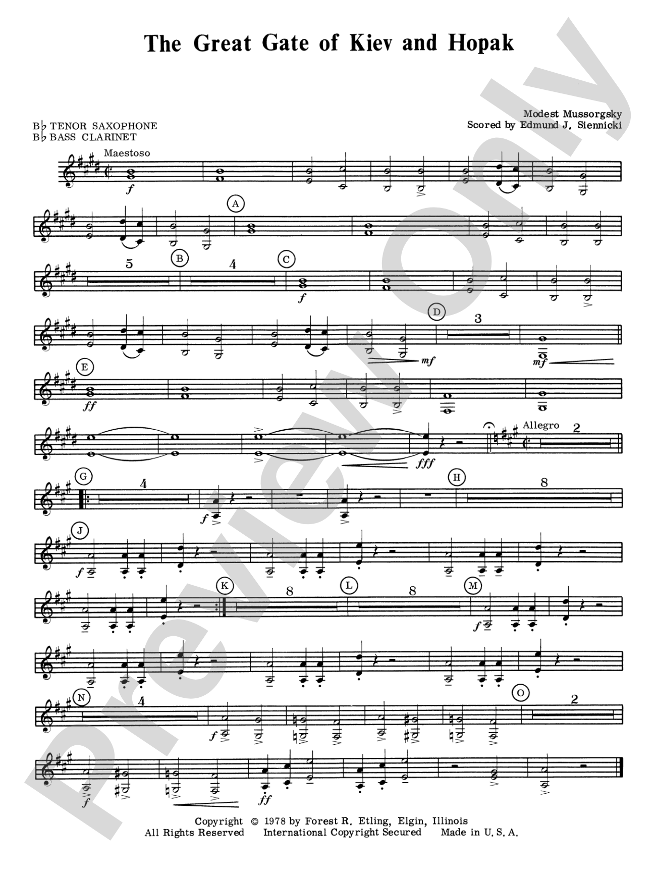 Great Gate of Kiev & Hopak: B-flat Tenor Saxophone