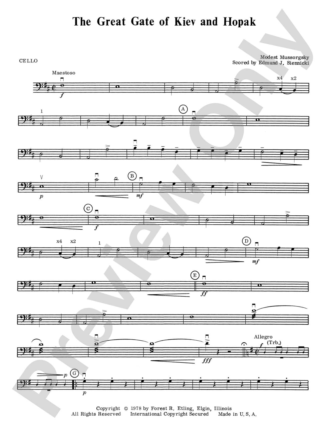 Great Gate of Kiev & Hopak: Cello