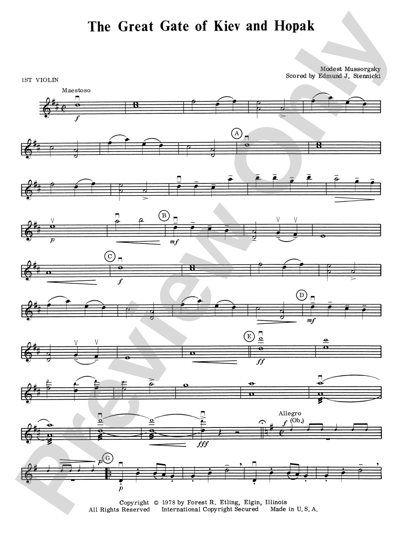 Great Gate of Kiev & Hopak: 1st Violin