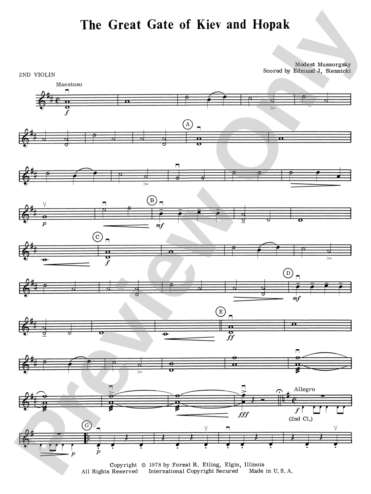 Great Gate of Kiev & Hopak: 2nd Violin