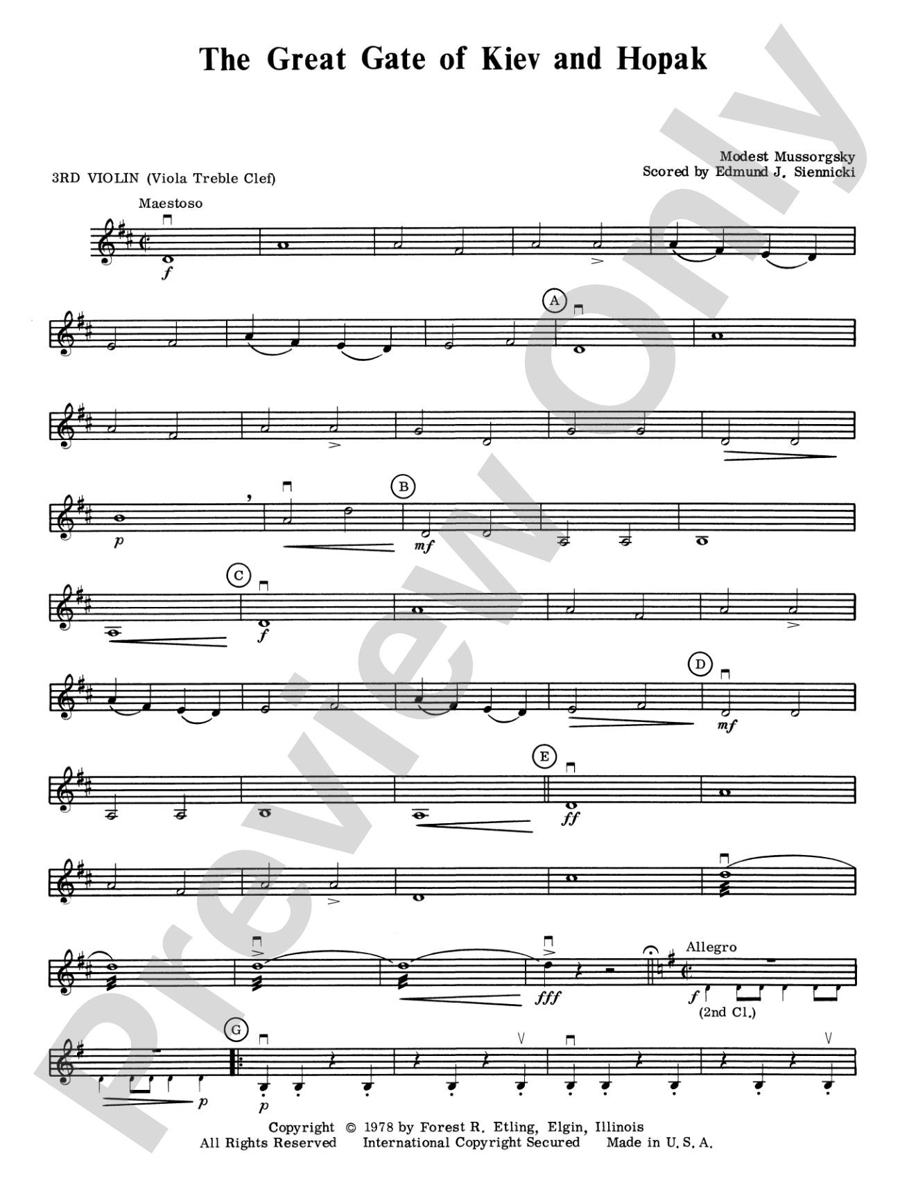 Great Gate of Kiev & Hopak: 3rd Violin (Viola [TC])