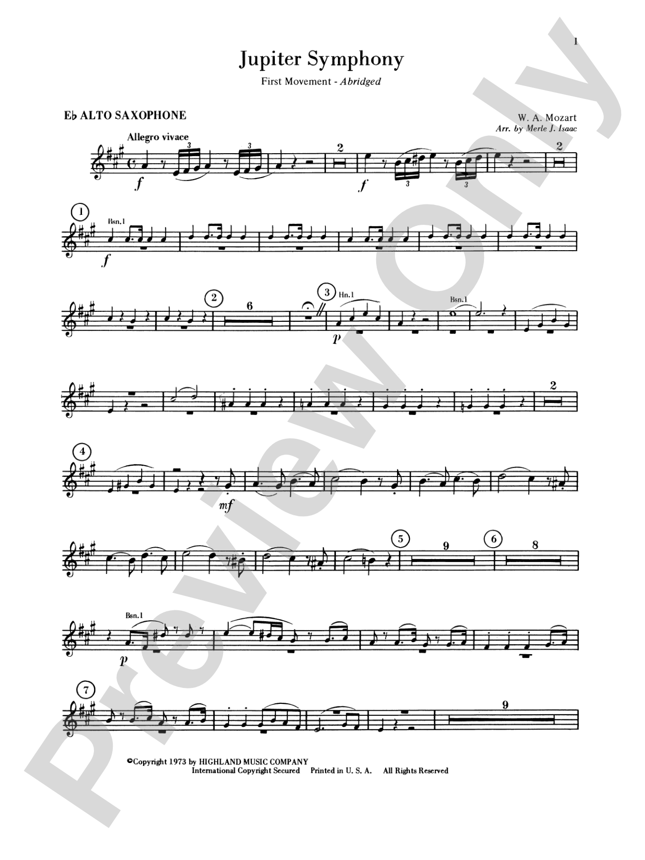 Jupiter Symphony, 1st Movement: E-flat Alto Saxophone