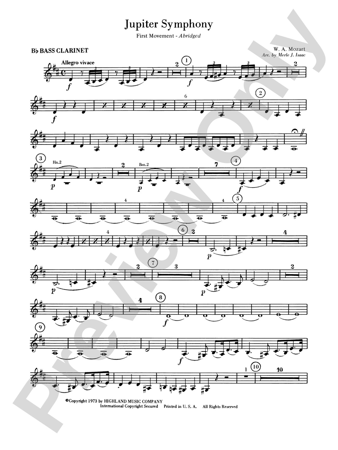 Jupiter Symphony, 1st Movement: B-flat Bass Clarinet