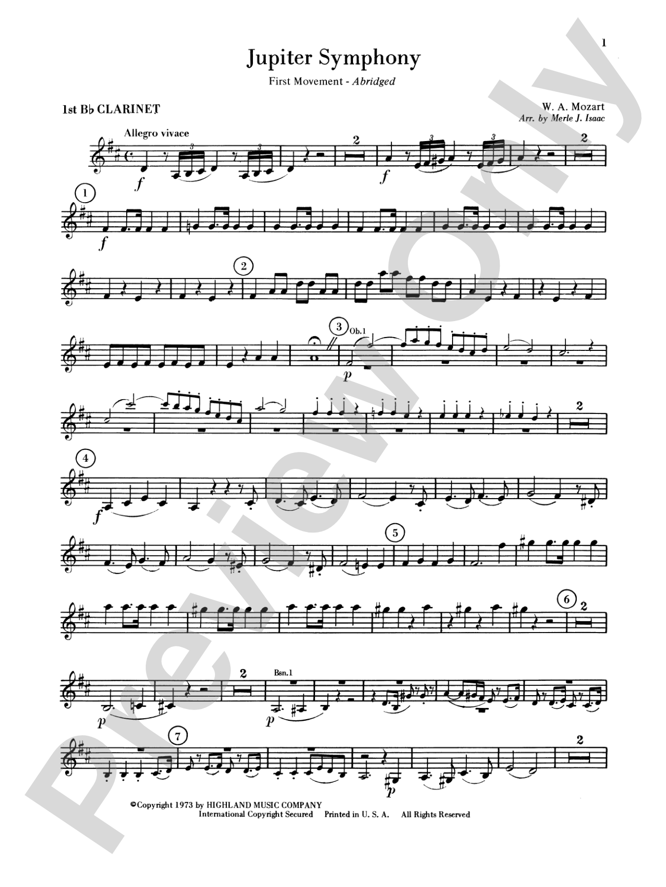 Jupiter Symphony, 1st Movement: 1st B-flat Clarinet