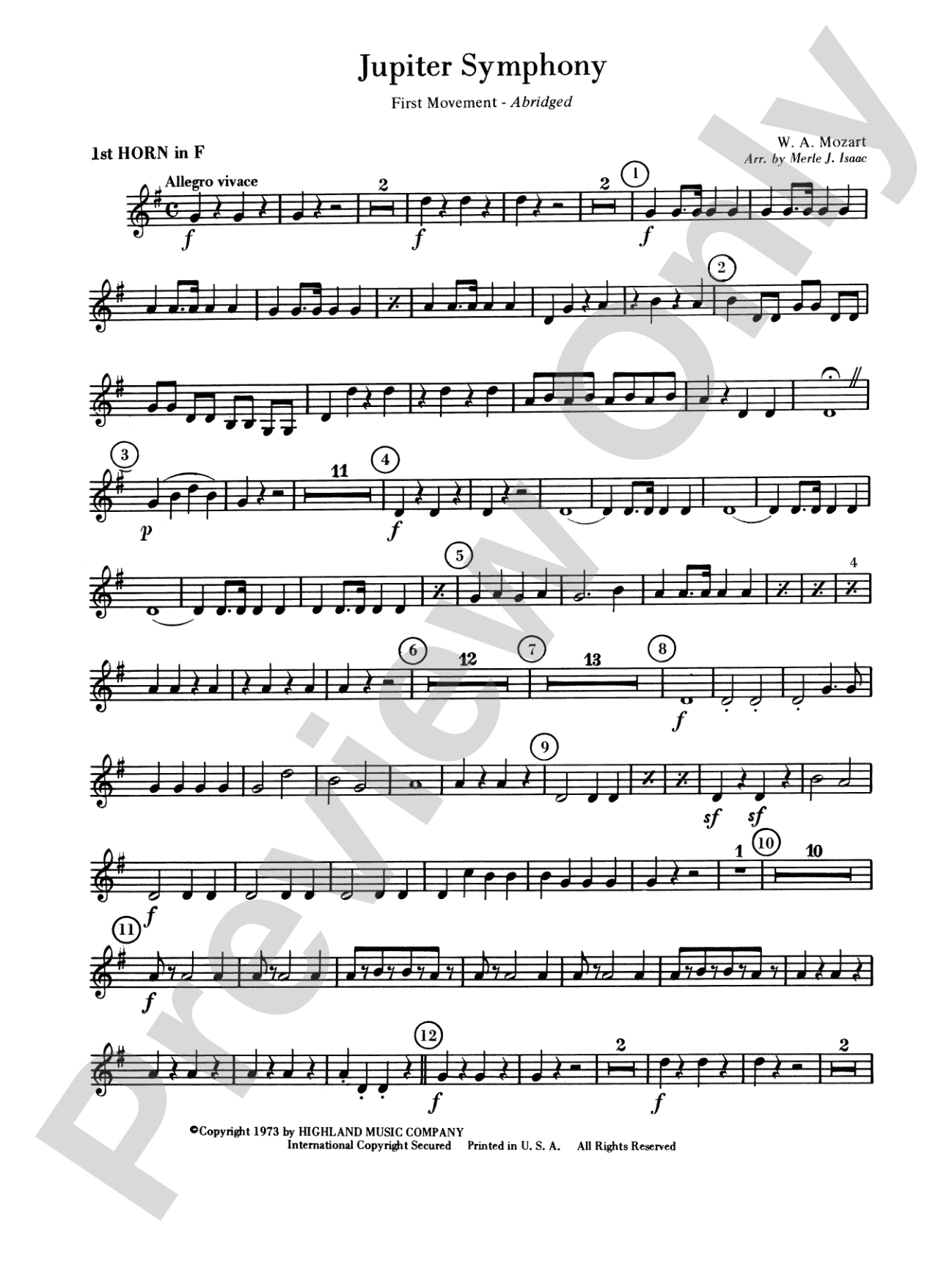 Jupiter Symphony, 1st Movement: 1st F Horn