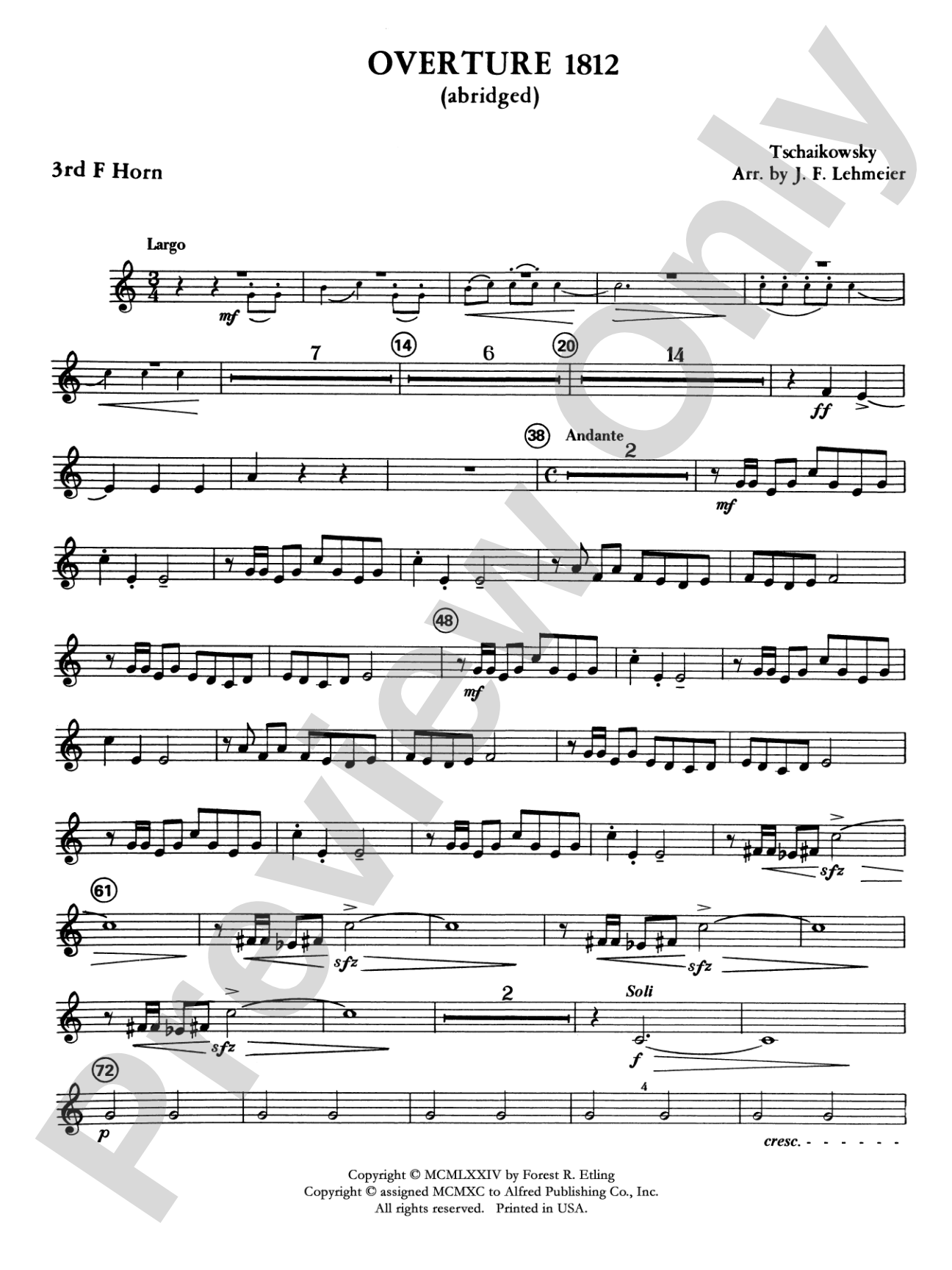 Overture 1812: 3rd F Horn