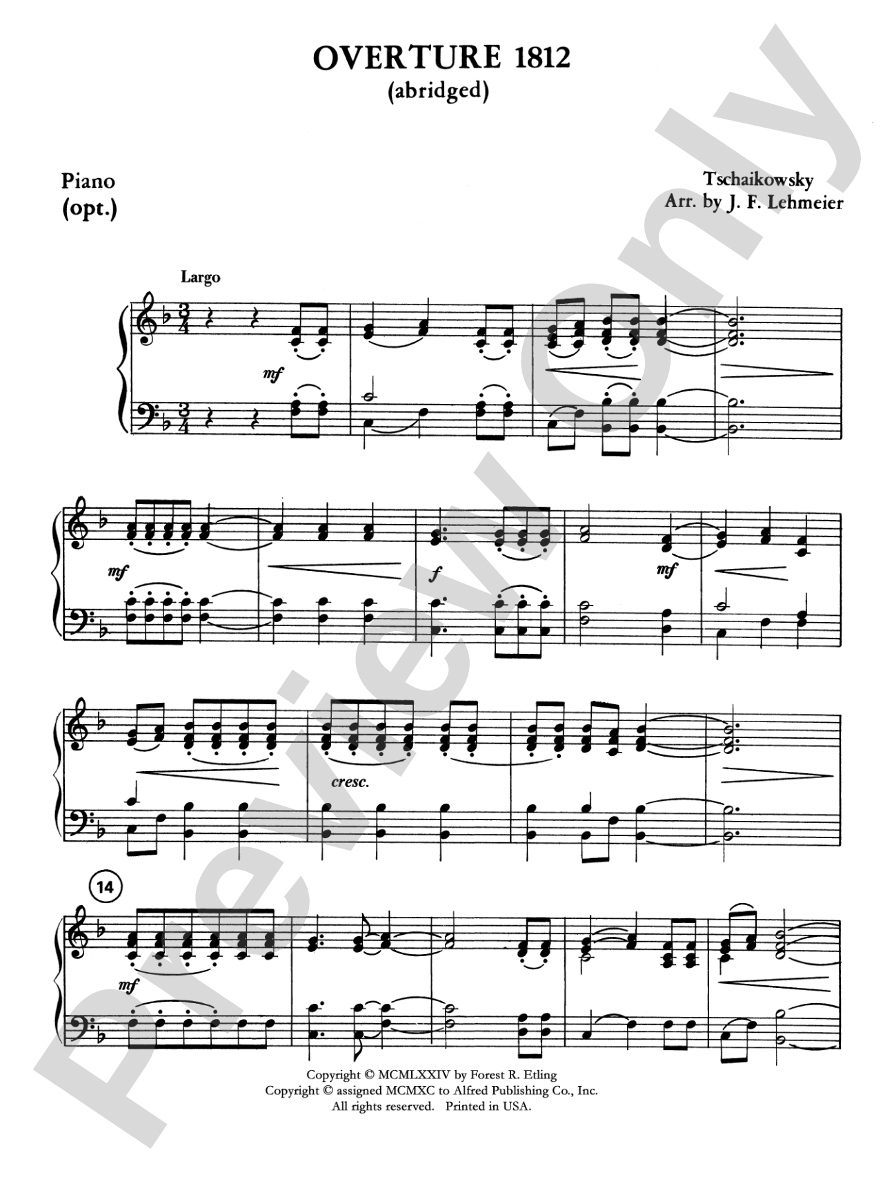 Overture 1812: Piano Accompaniment