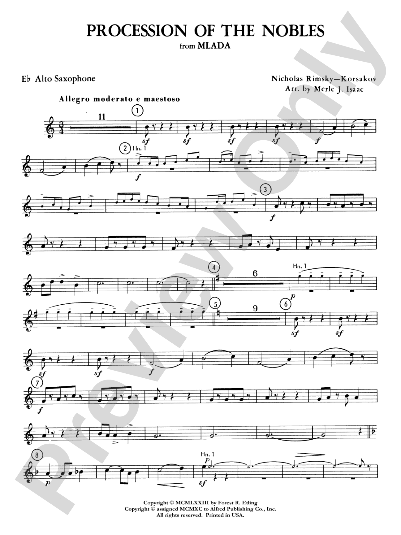 Procession of the Nobles: E-flat Alto Saxophone