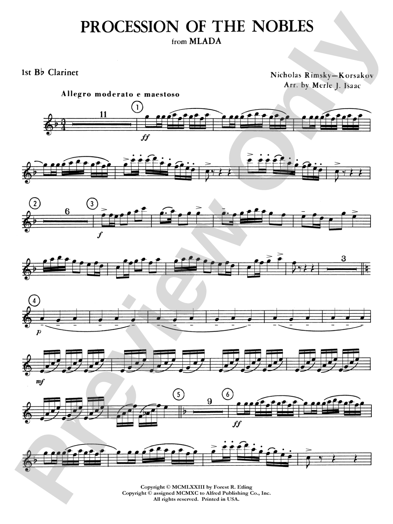 Procession of the Nobles: 1st B-flat Clarinet