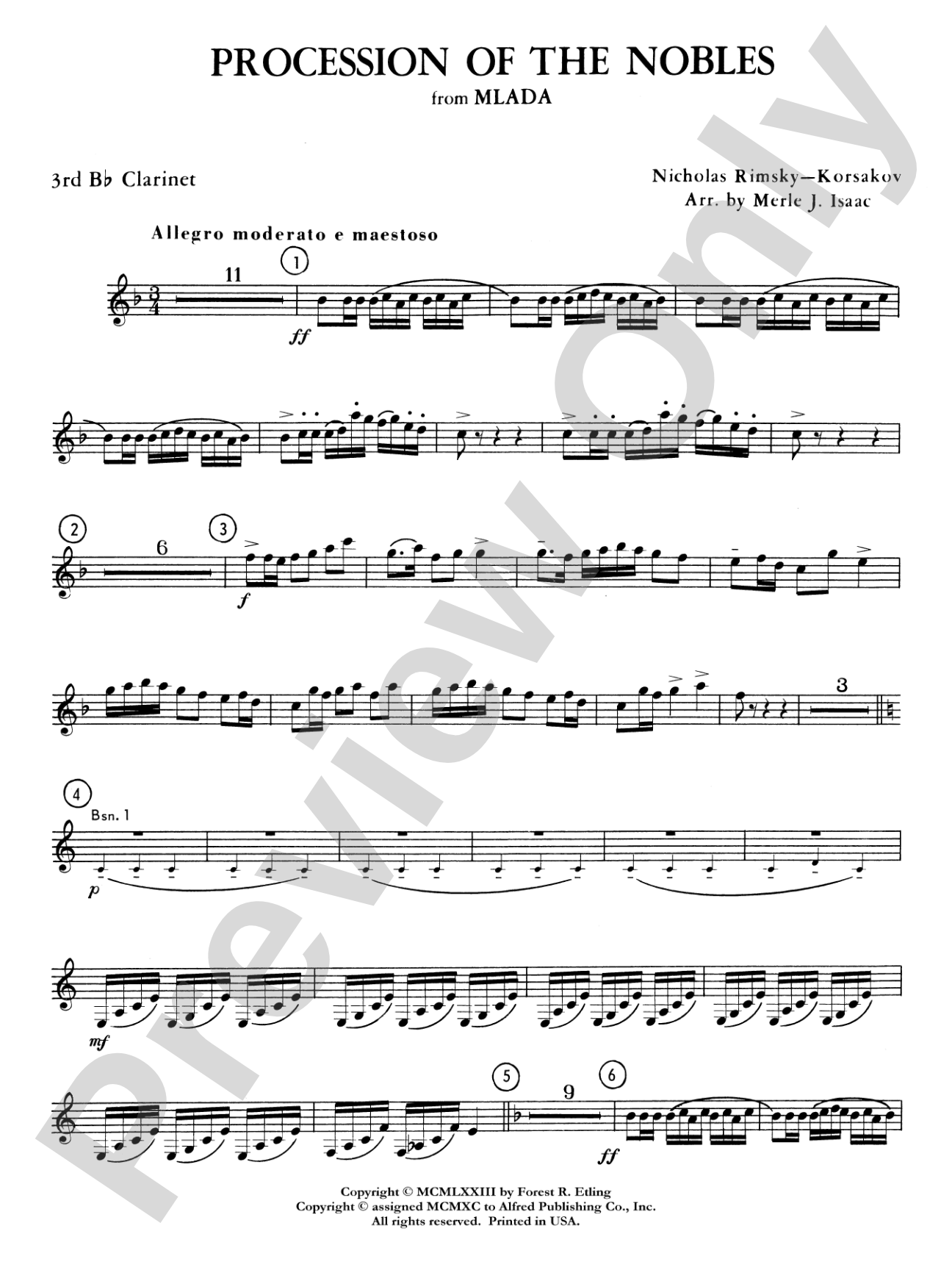 Procession of the Nobles: 3rd B-flat Clarinet