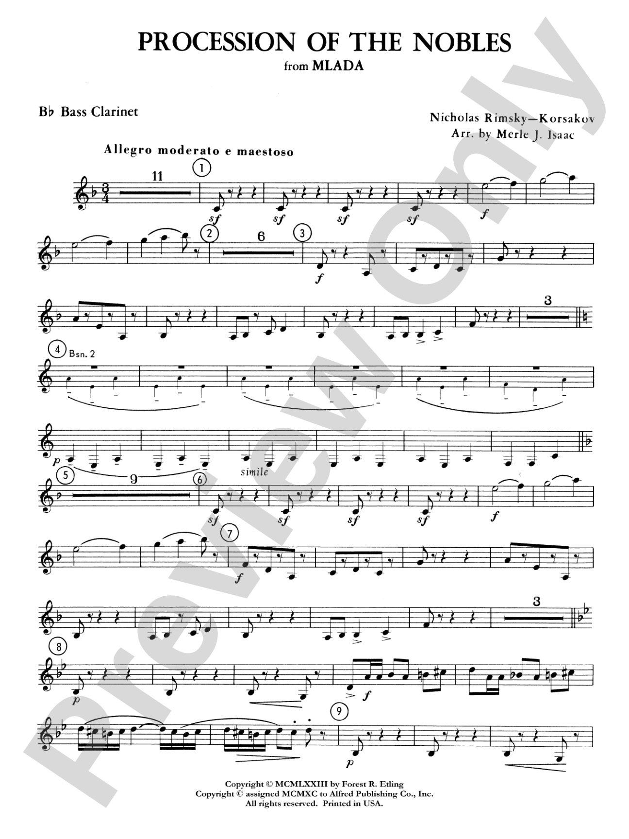 Procession of the Nobles: B-flat Bass Clarinet