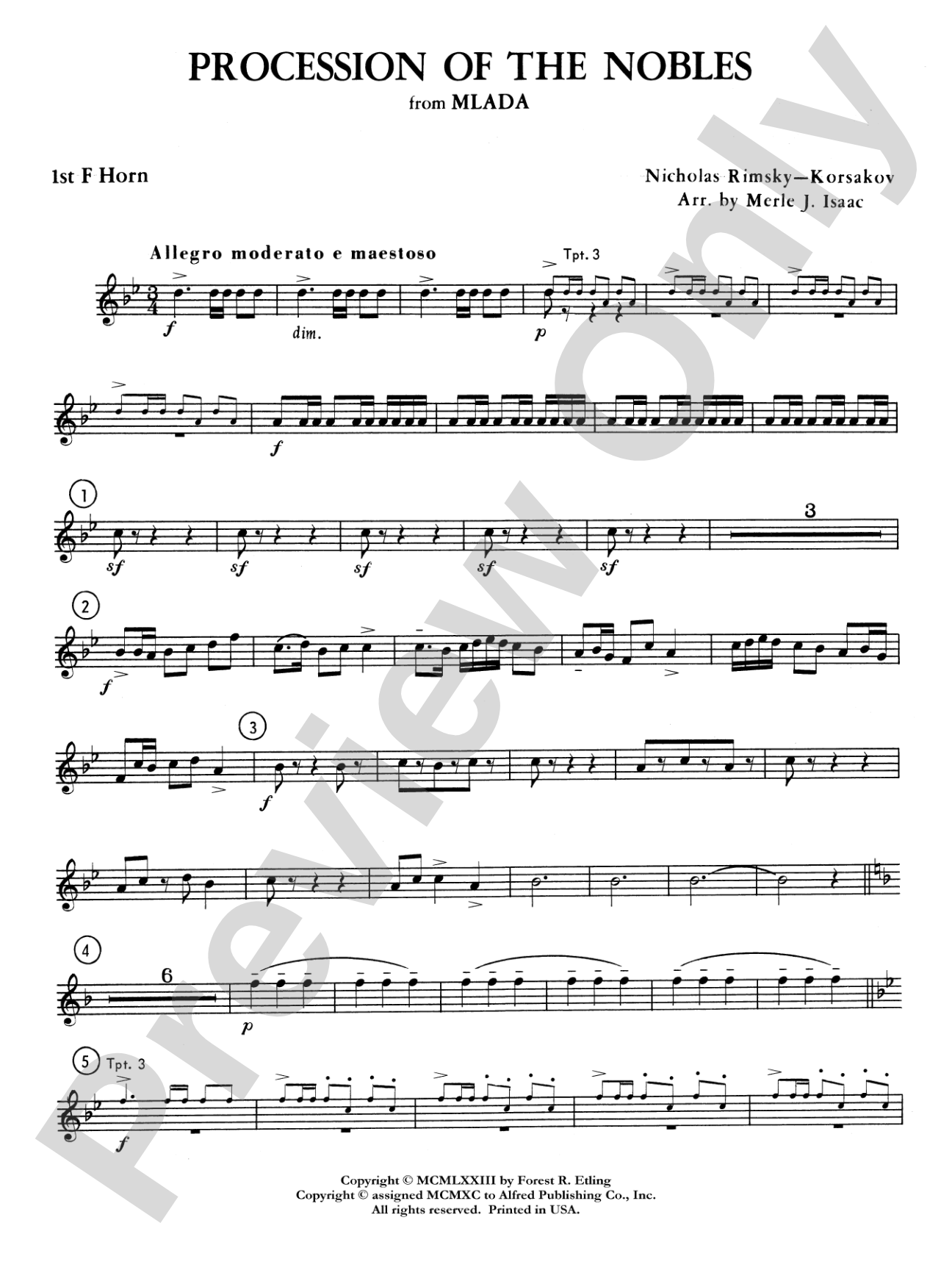 Procession of the Nobles: 1st F Horn