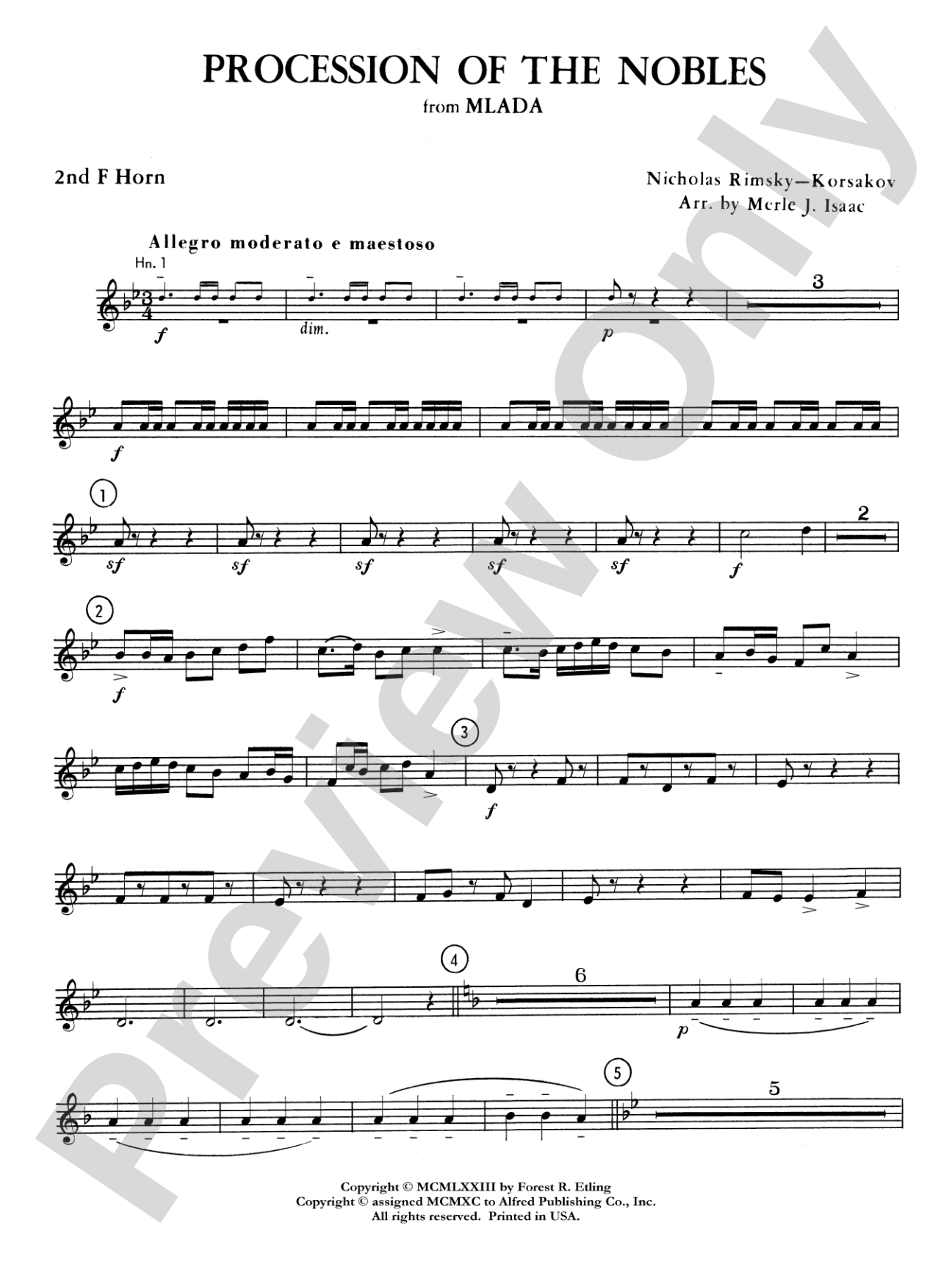 Procession of the Nobles: 2nd F Horn
