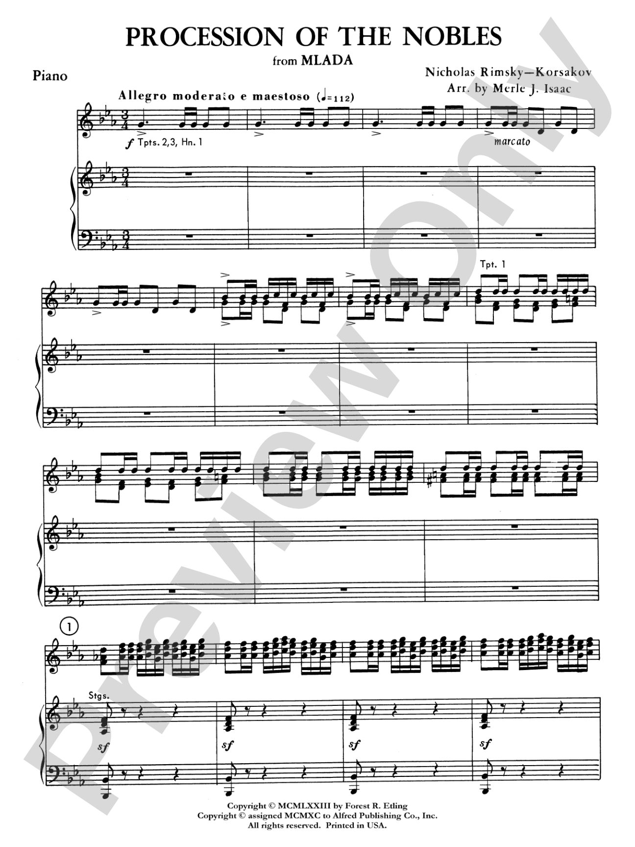Procession of the Nobles: Piano Accompaniment