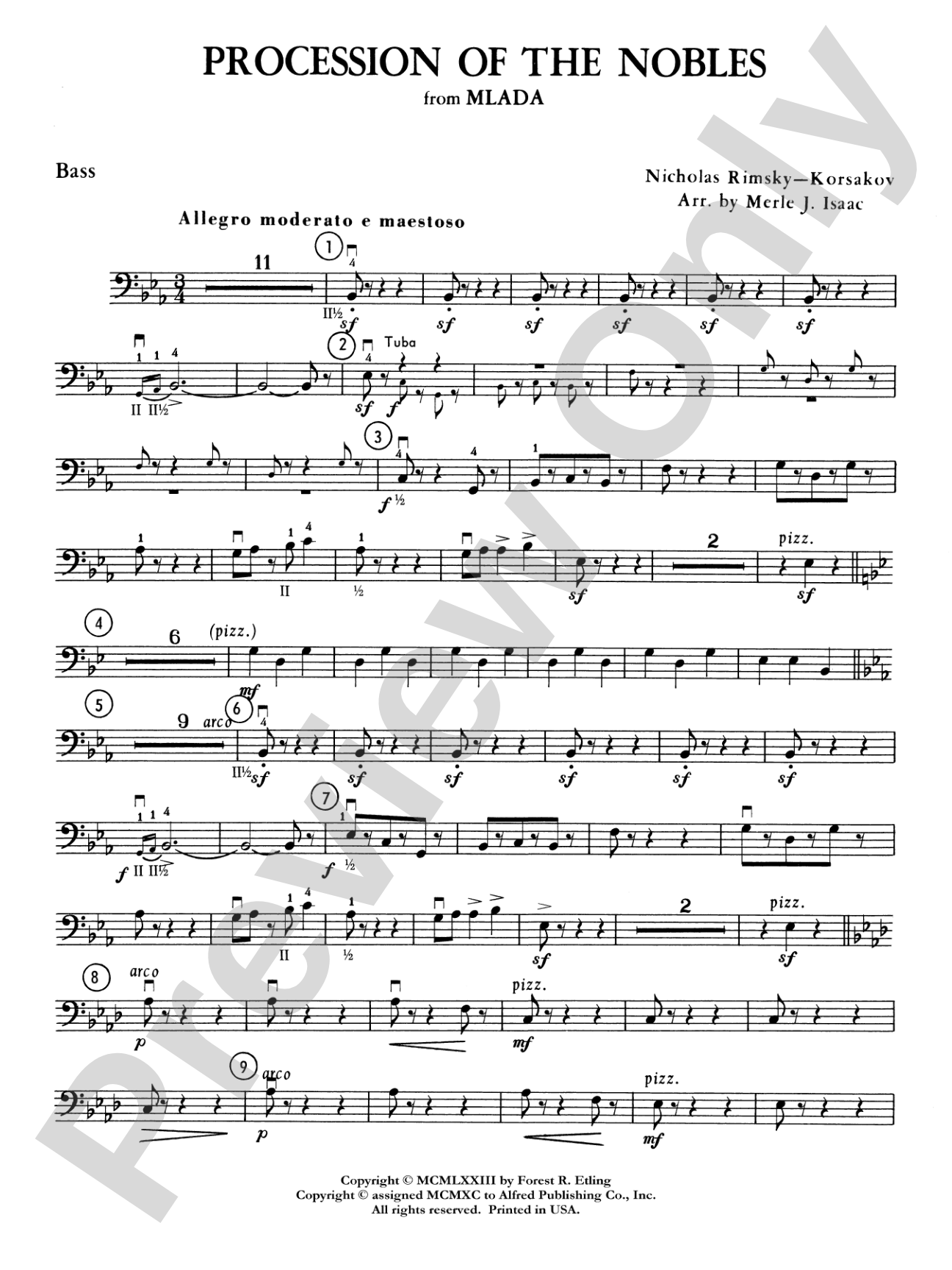 Procession of the Nobles: String Bass