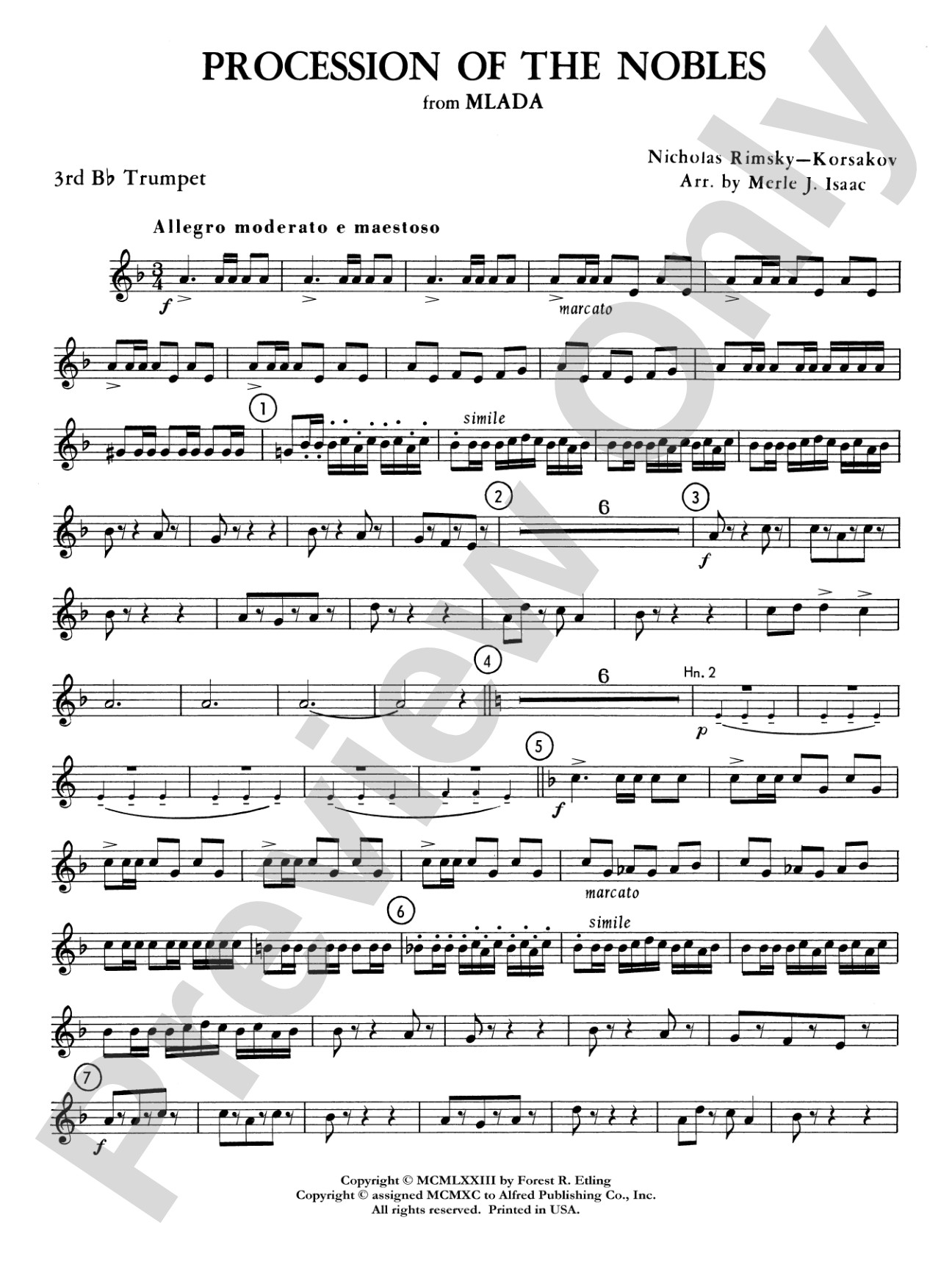 Procession of the Nobles: 3rd B-flat Trumpet