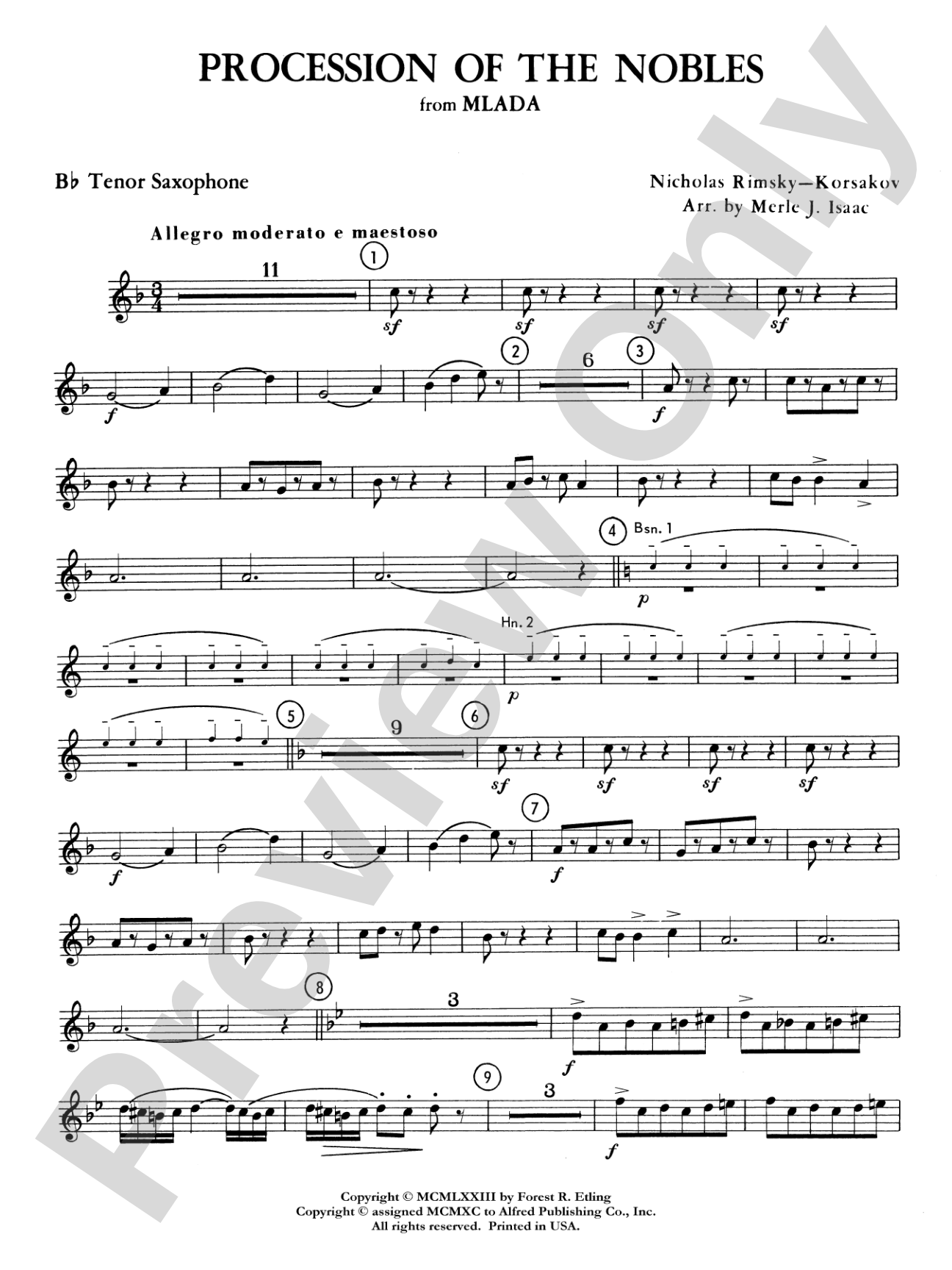 Procession of the Nobles: B-flat Tenor Saxophone