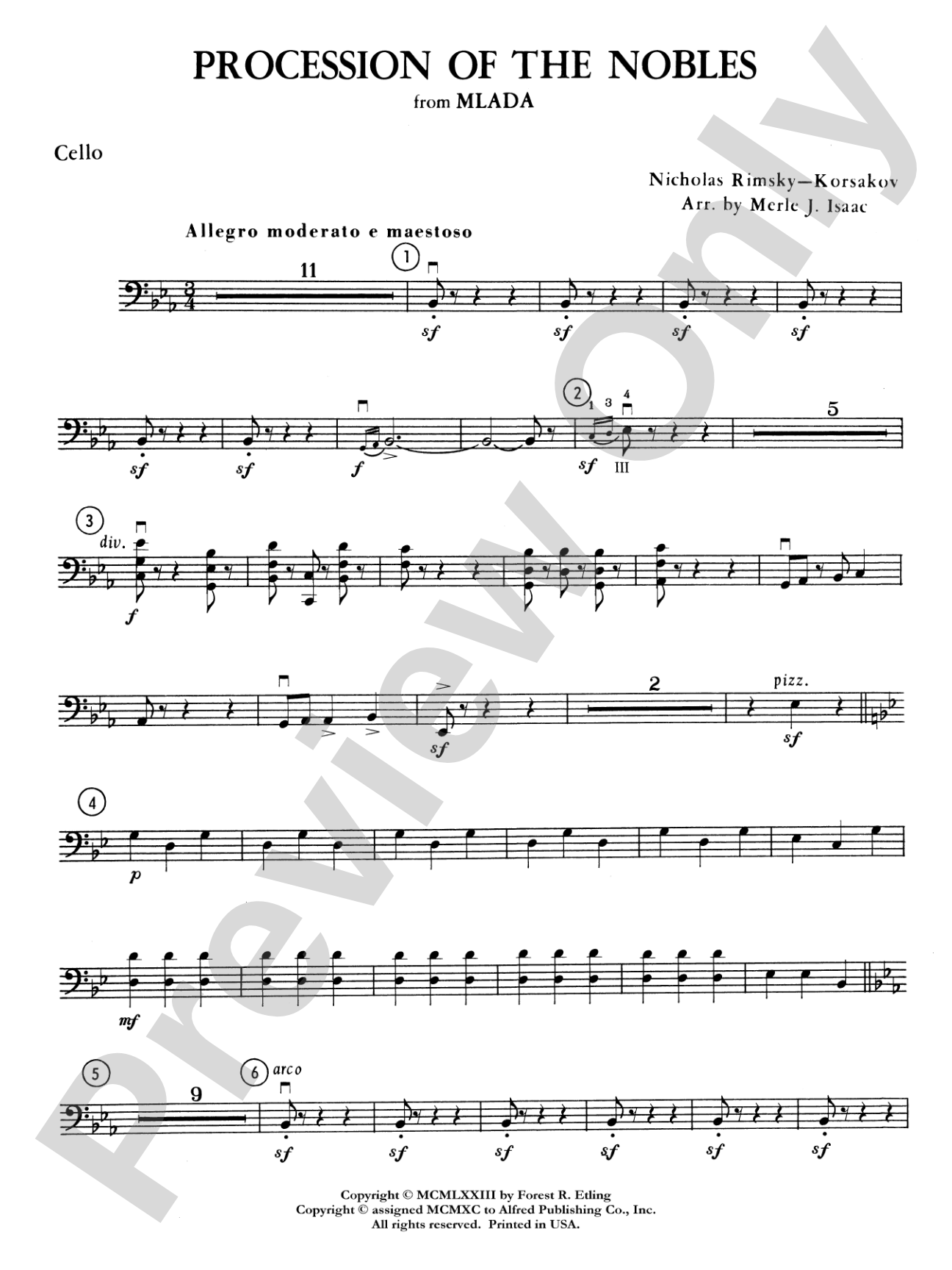 Procession of the Nobles: Cello