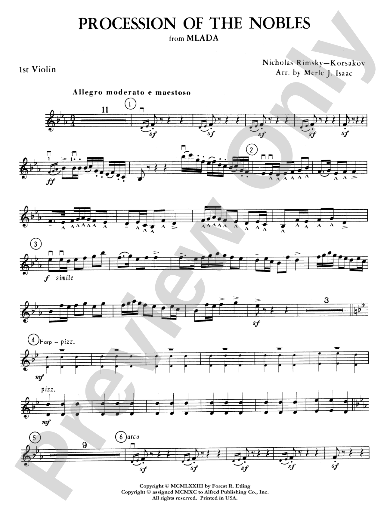 Procession of the Nobles: 1st Violin